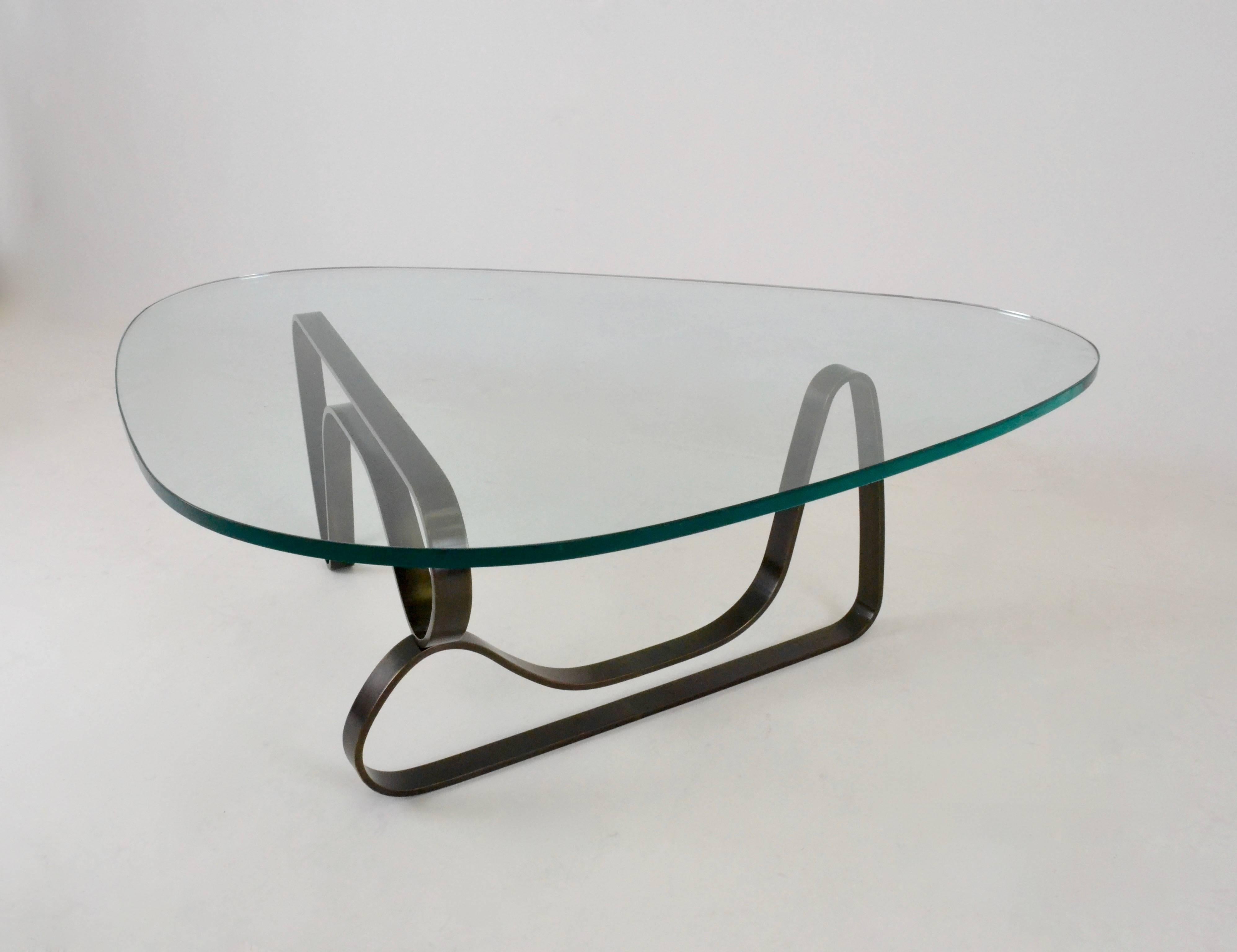 Mid-Century Modern Cast Bronze Cocktail Table with Heavy Glass Top