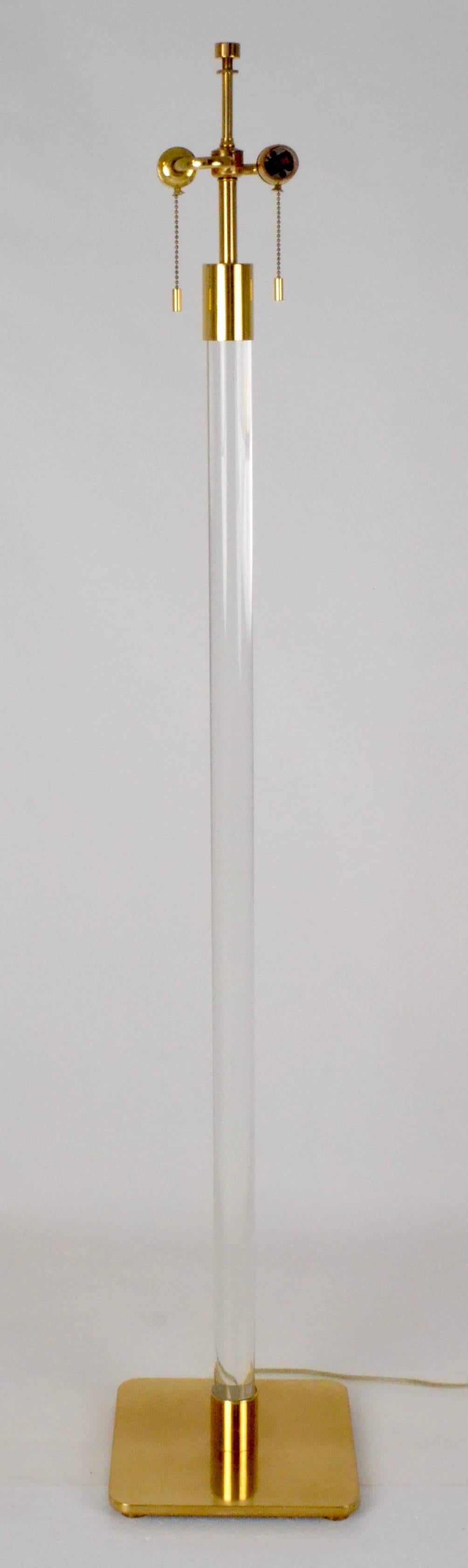Mid-Century Modern Hansen Glass and Brass Floor Lamp USA, 1970
