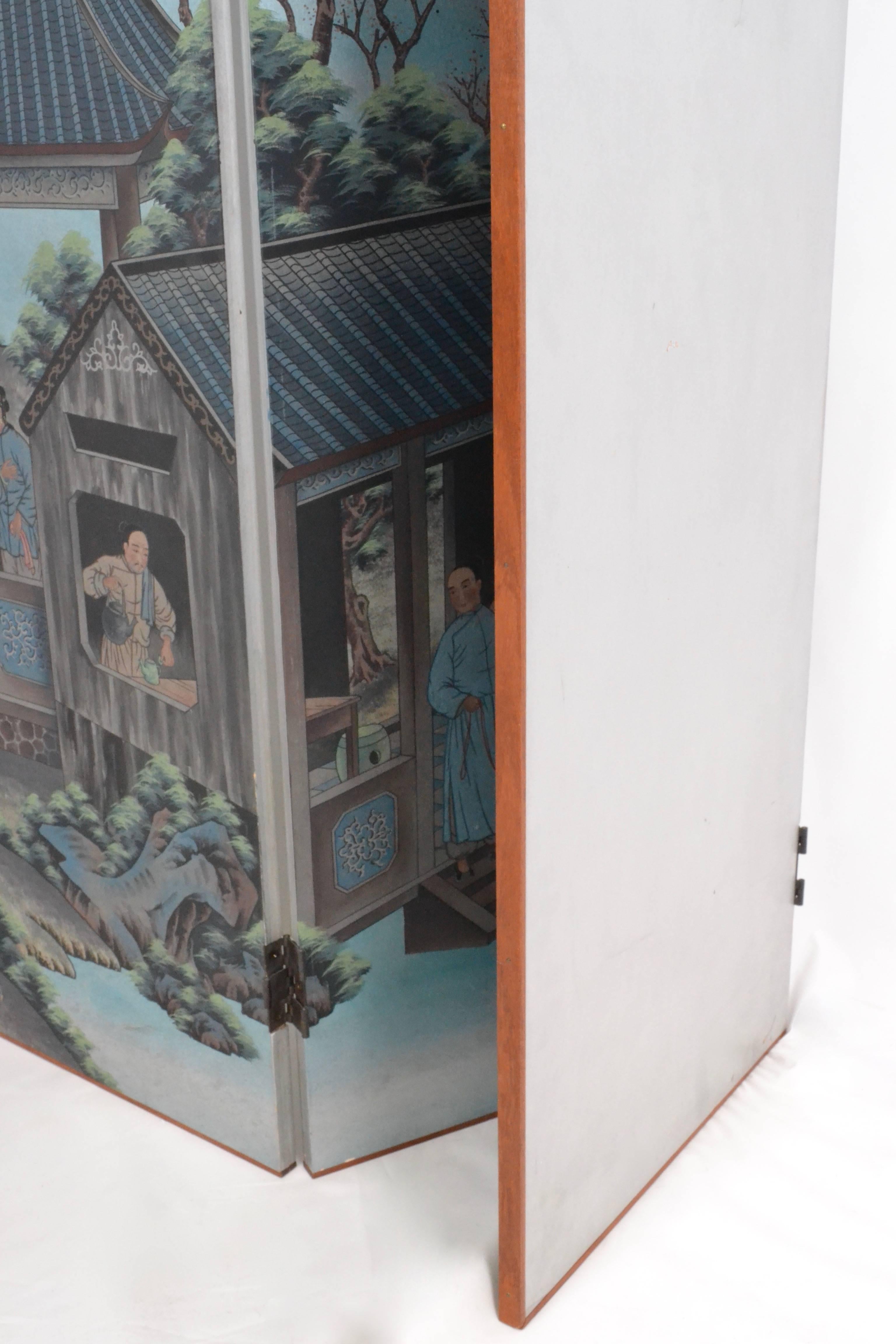 Hand-Painted Chinoiserie Six-Panel Screen 2