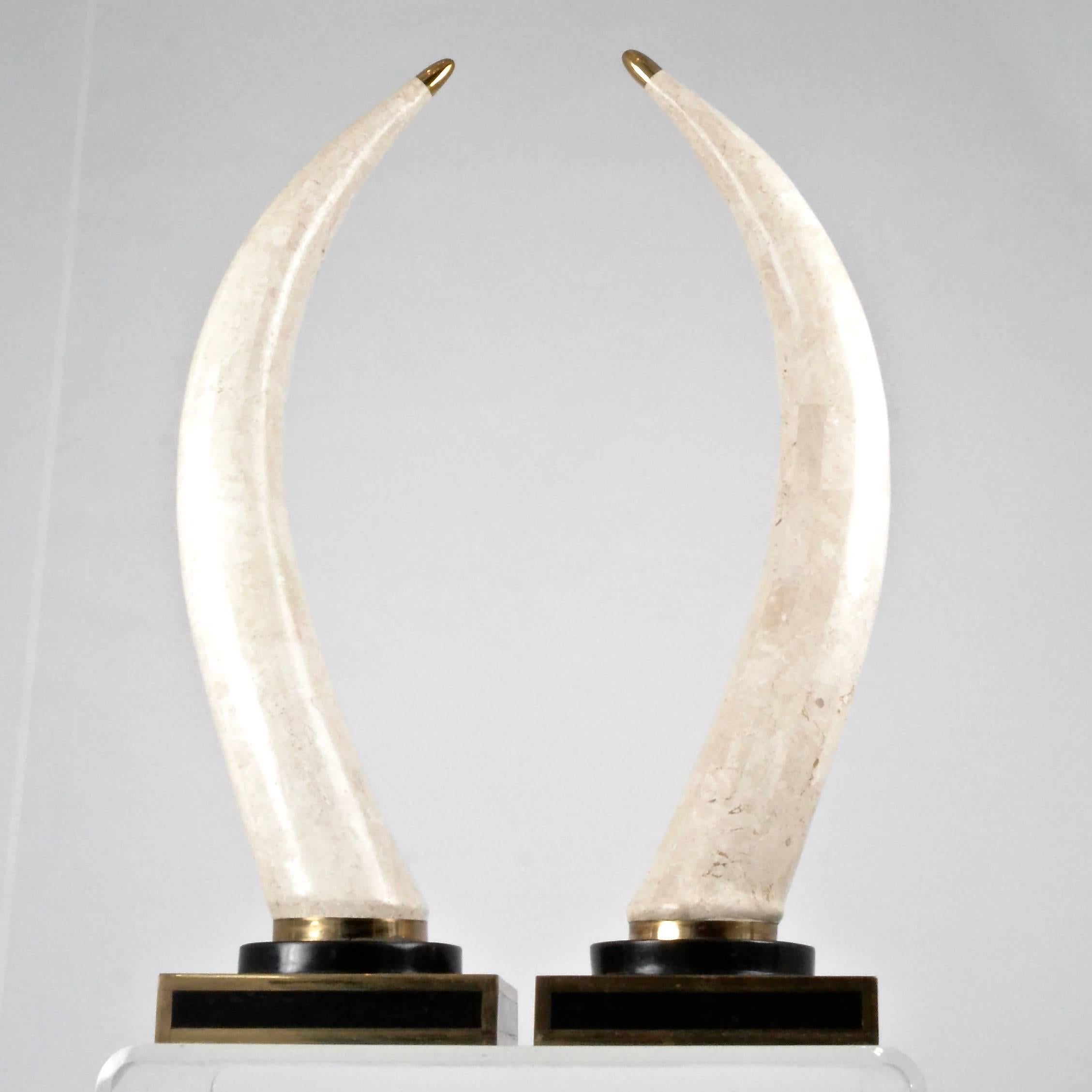 Pair of Maitland Smith Marble Tusks 2