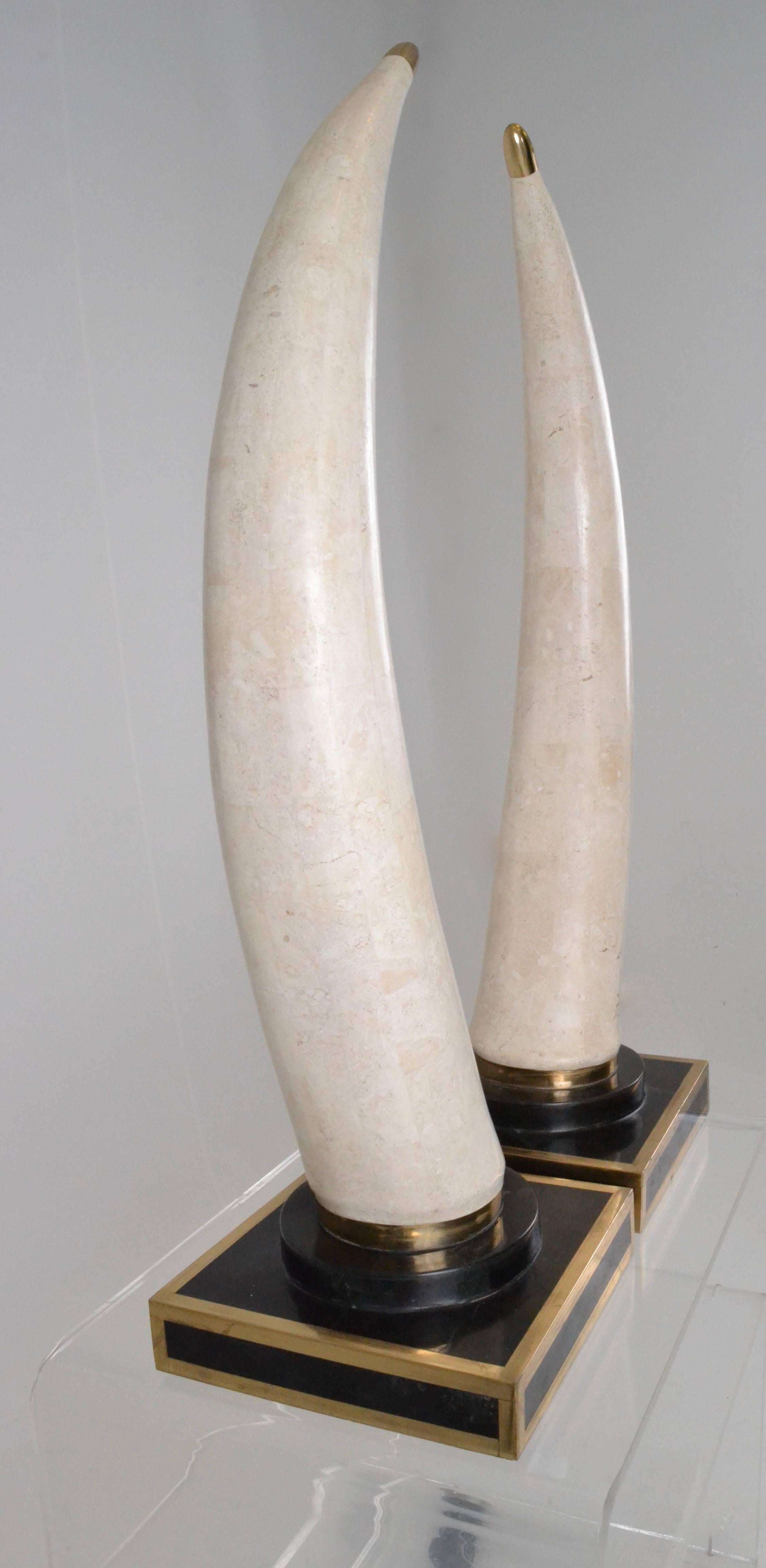 Pair of Maitland Smith Marble Tusks 1