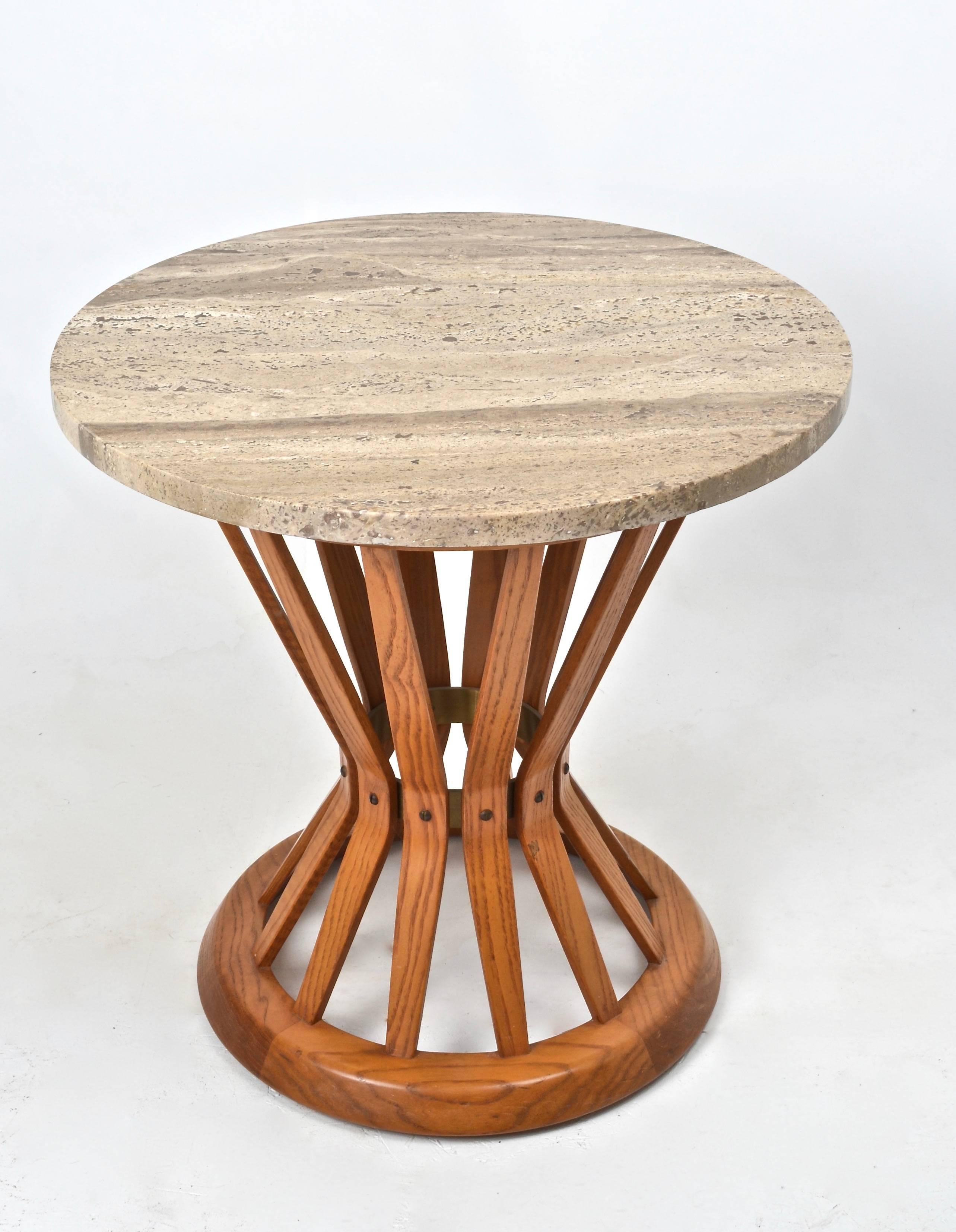 Edward Wormley for Dunbar Sheaf of Wheat Table with Travertine Marble Top In Excellent Condition In Norwalk, CT