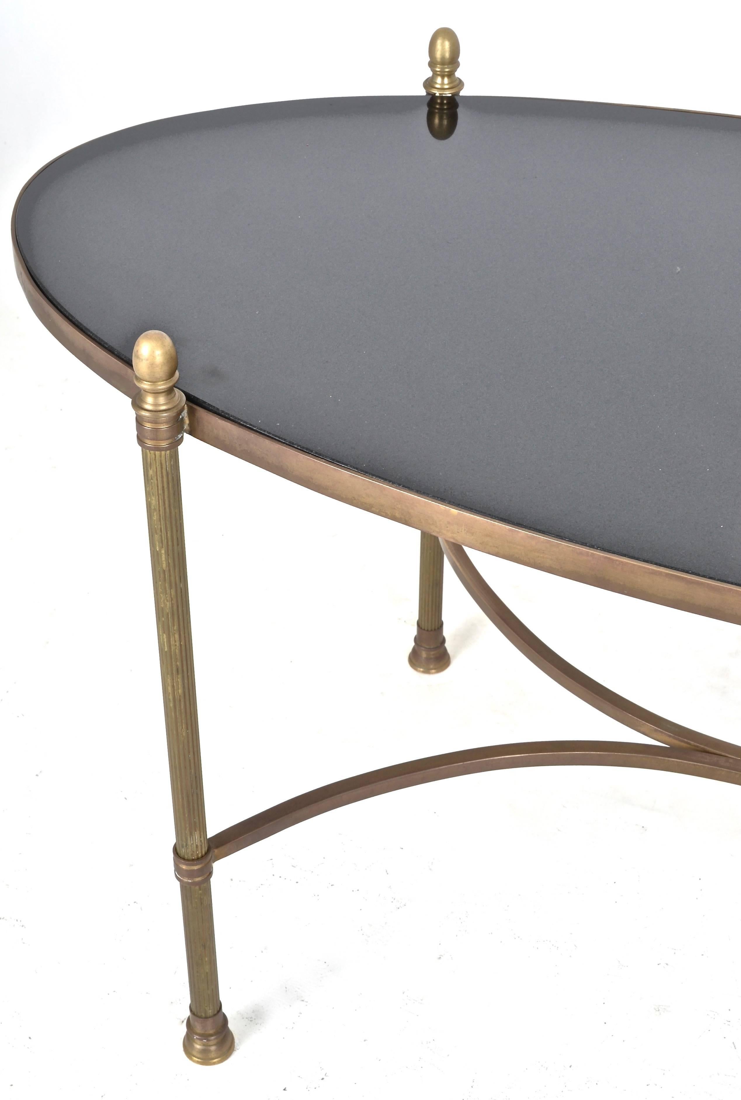 Neoclassical Style Brass and Black Granite Cocktail Table In Good Condition In Norwalk, CT