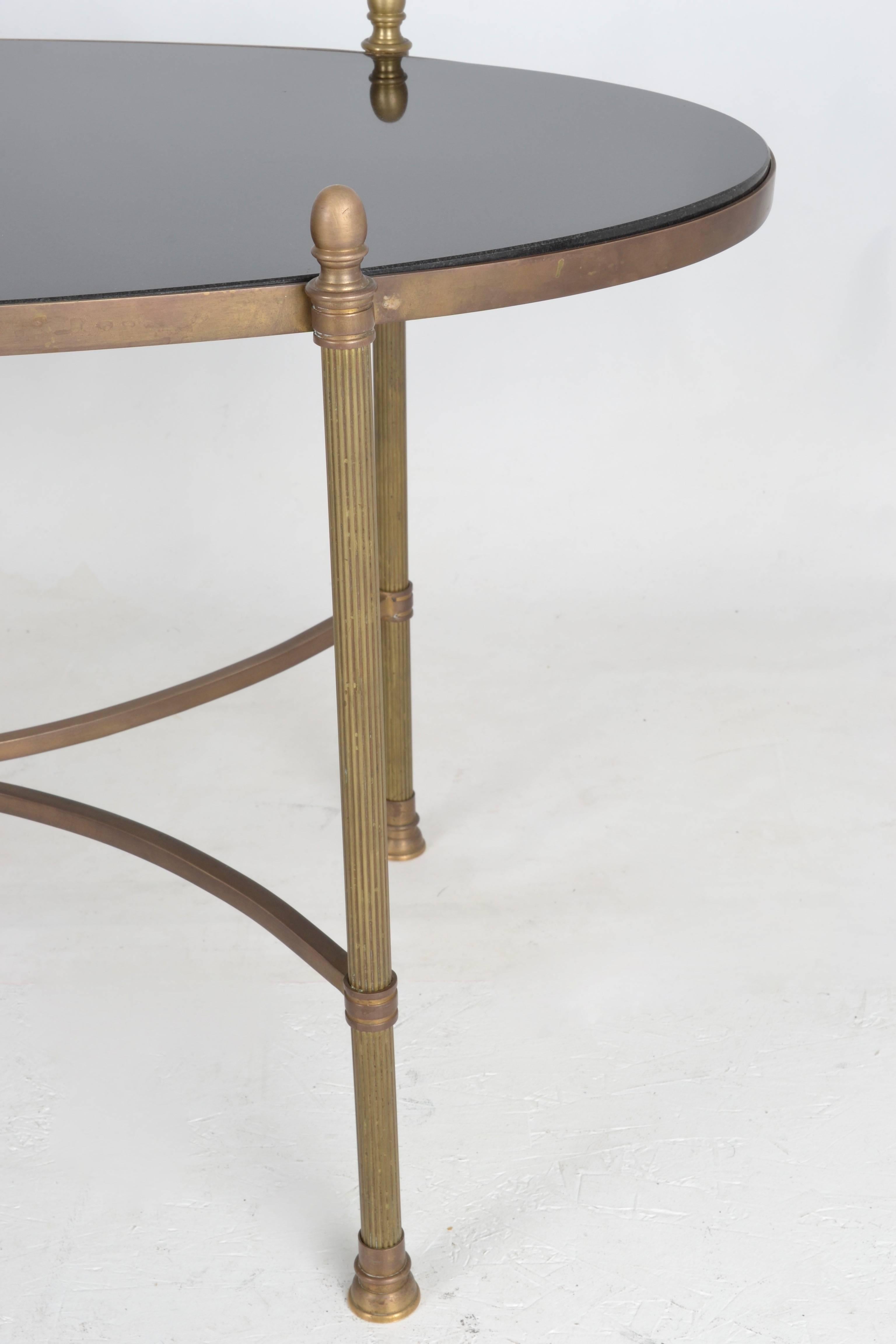 Neoclassical Style Brass and Black Granite Cocktail Table 1