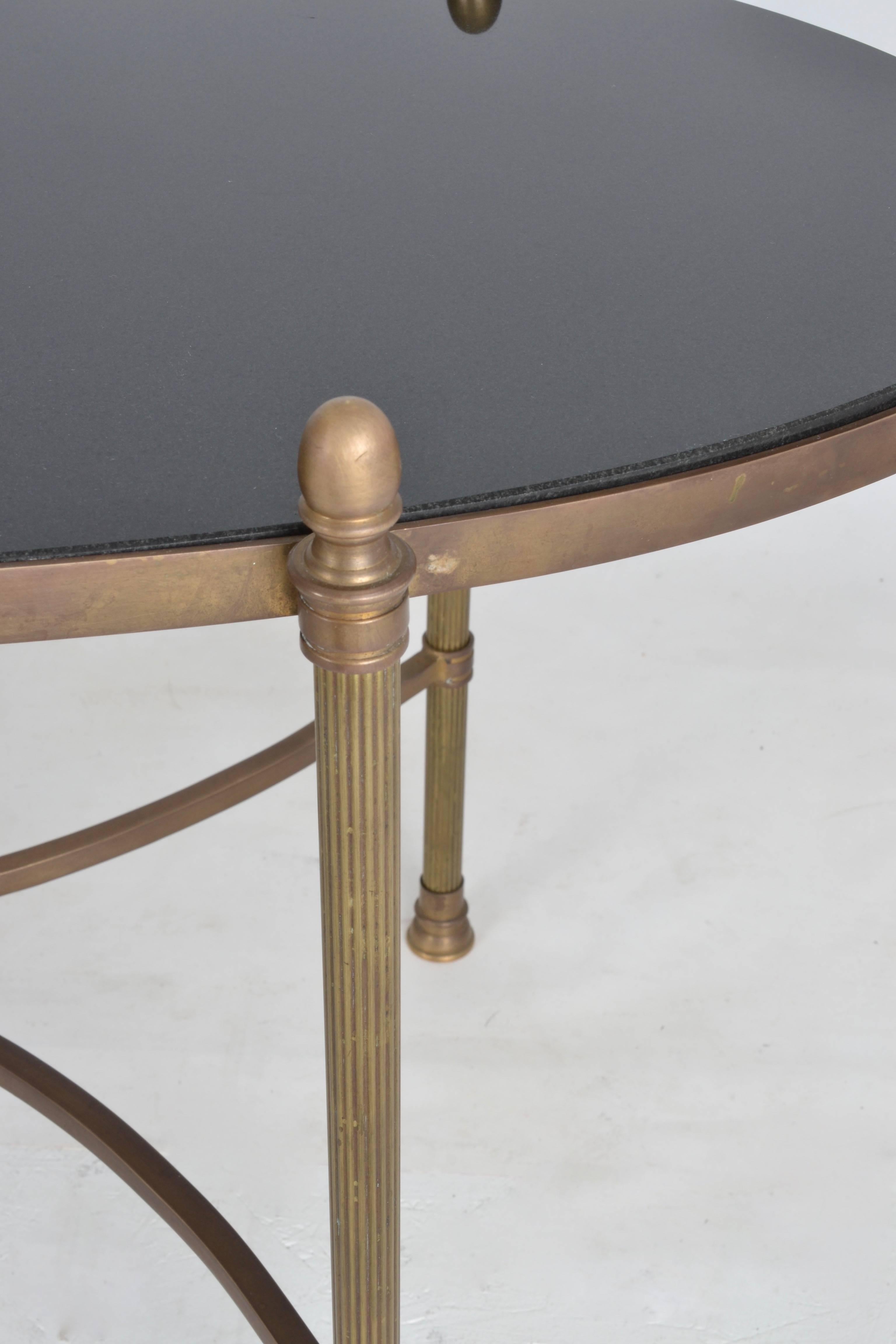 Neoclassical Style Brass and Black Granite Cocktail Table 2