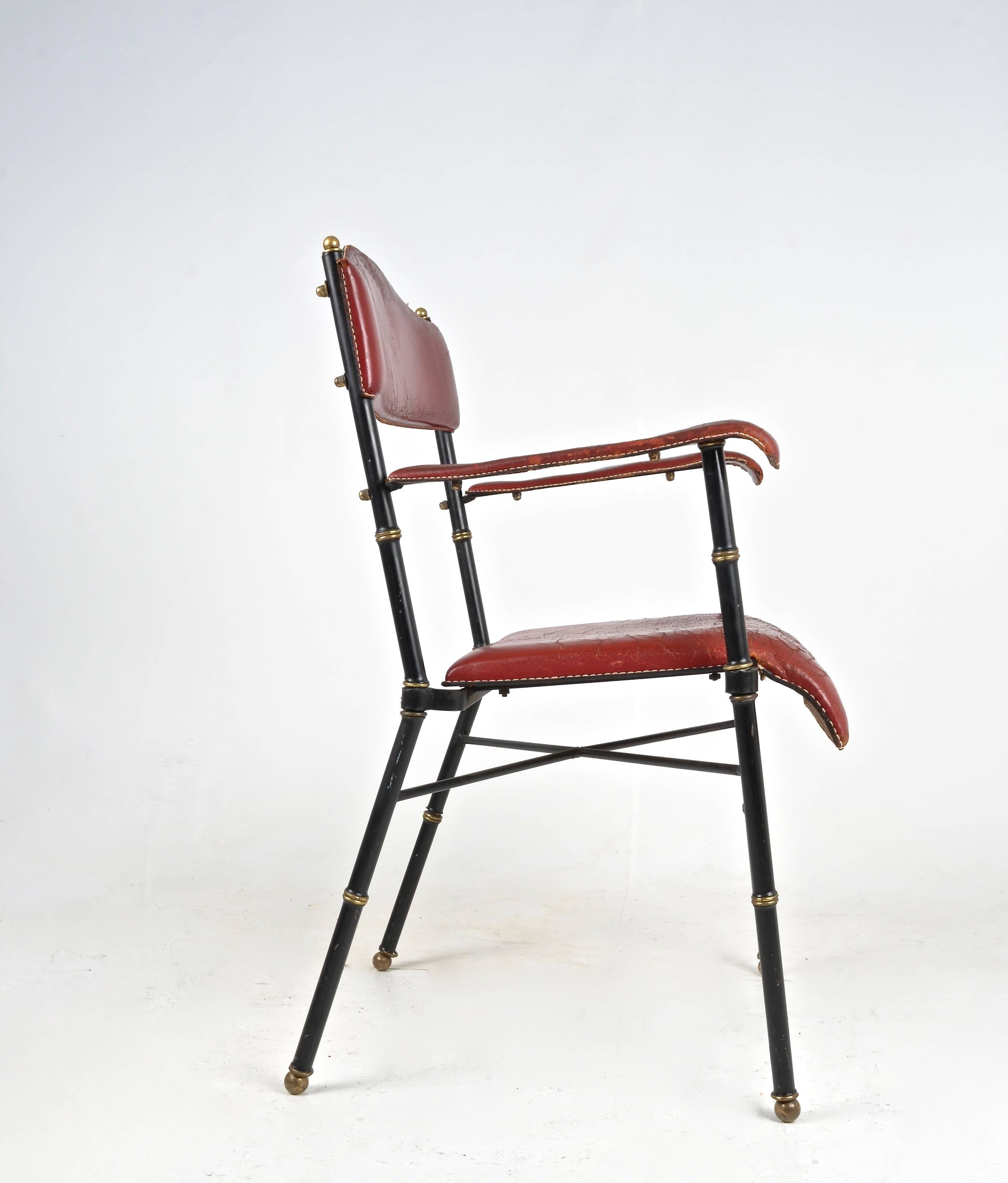 French Jacques Adnet Open Armchair, France, circa 1950s