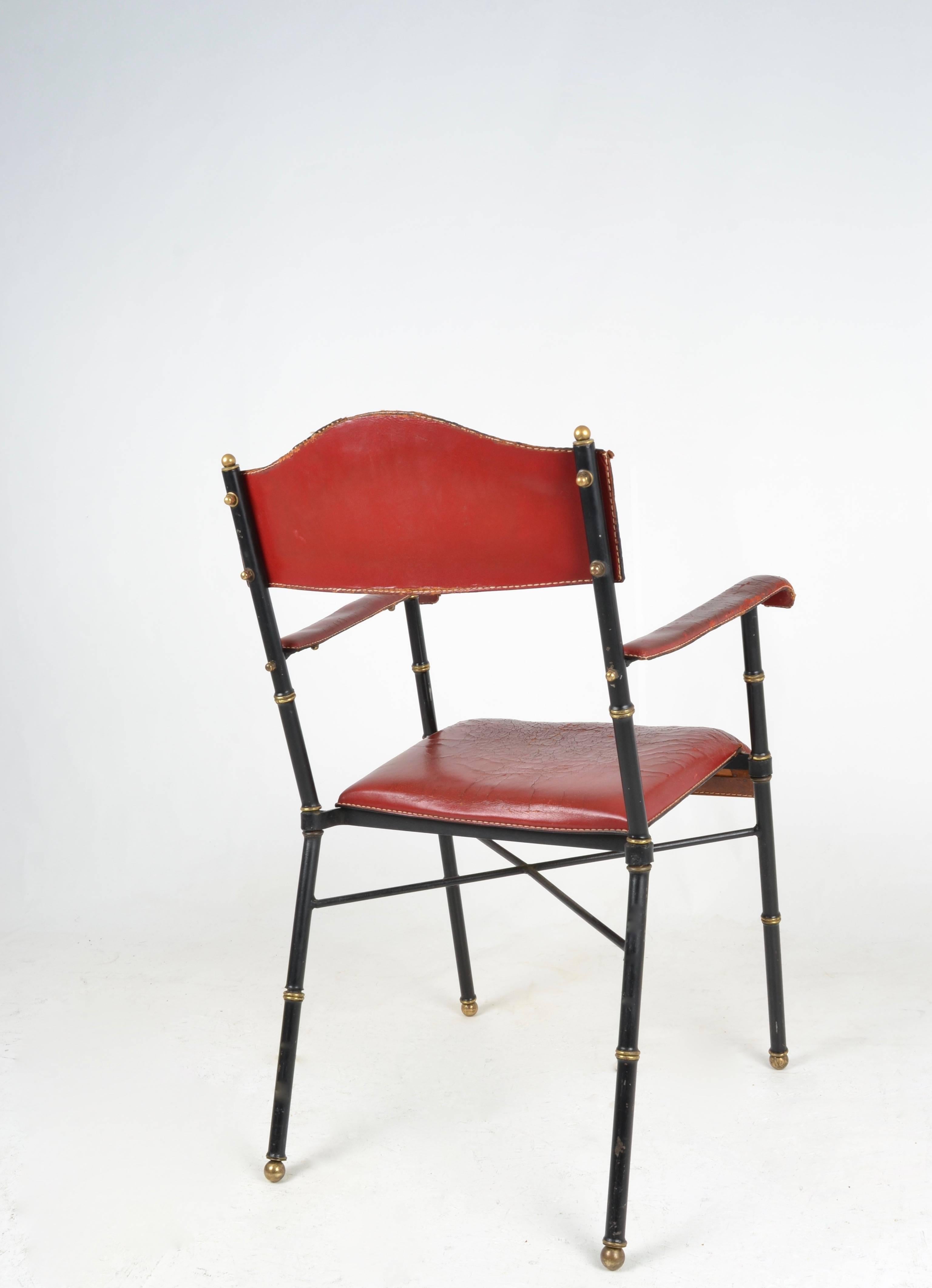 Jacques Adnet Open Armchair, France, circa 1950s In Good Condition In Norwalk, CT