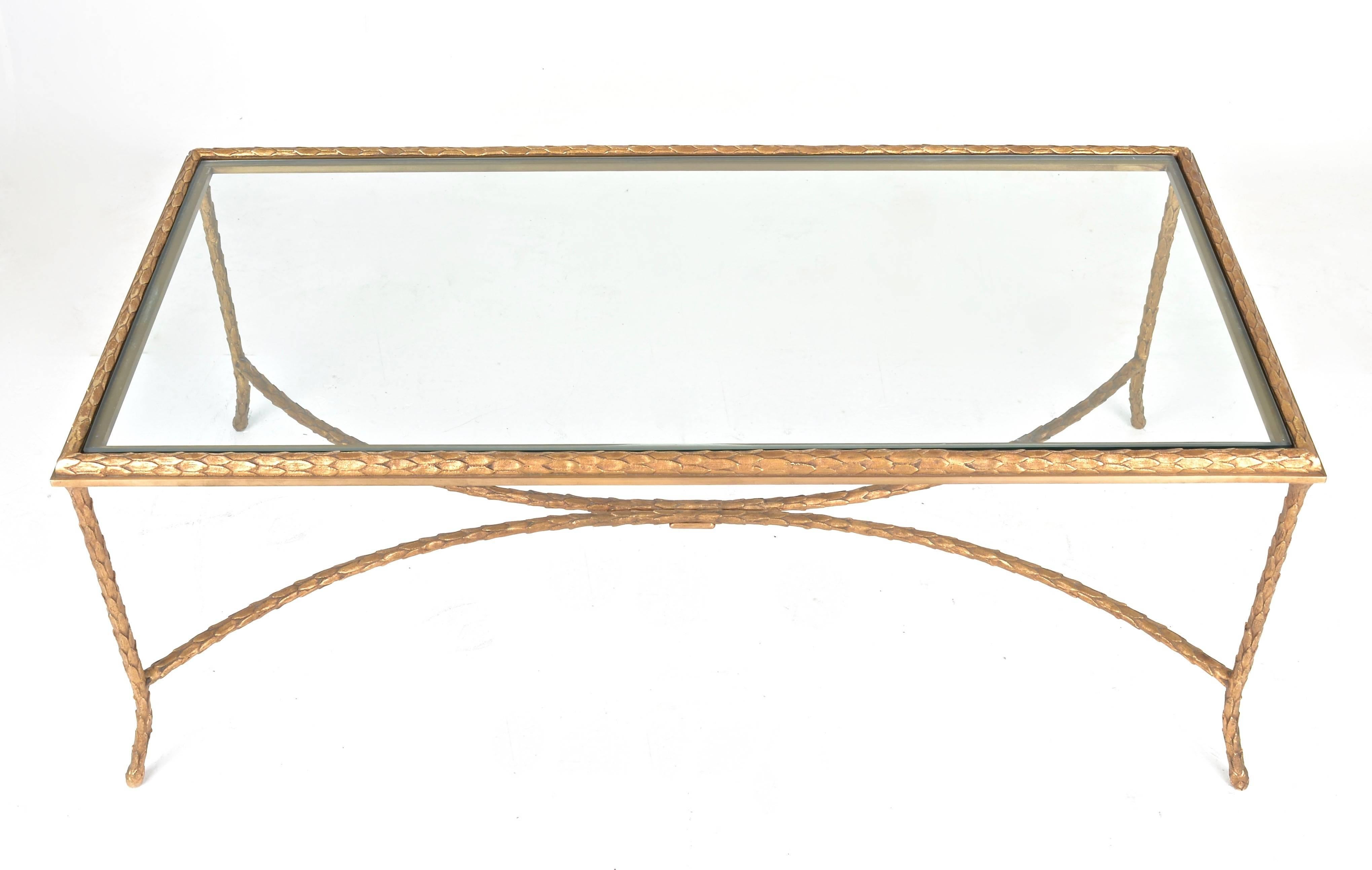 Neoclassical French Gilt Bronze Cocktail Table in the Style of Maison Baguès, circa 1950s
