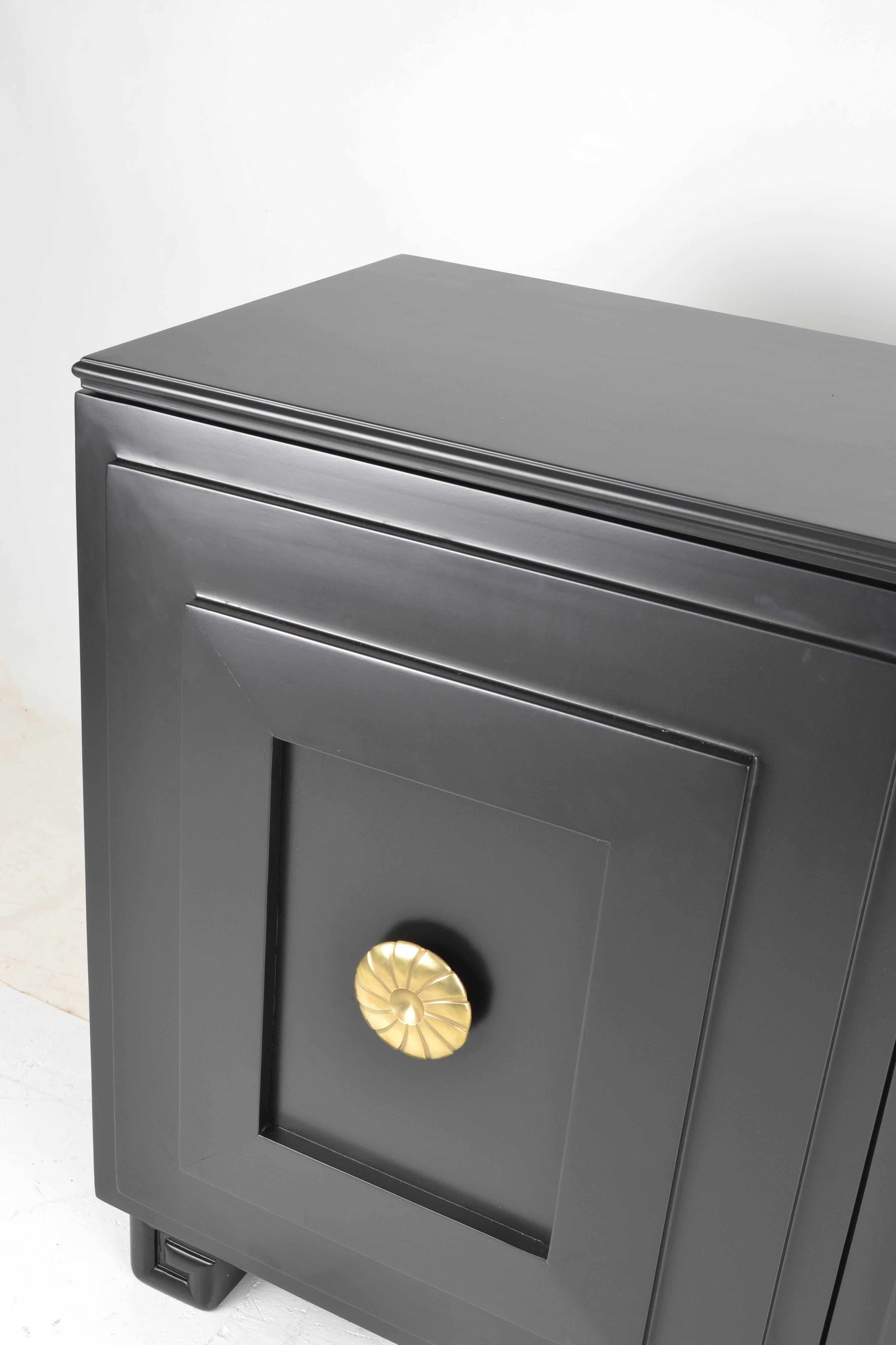 Mid-20th Century Mid-Century Sideboard in Black Lacquer, USA, 1950s