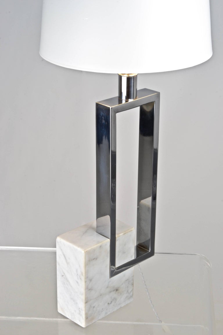 Mid-Century Modern Modernist Chrome and Marble Lamp, 1960s For Sale