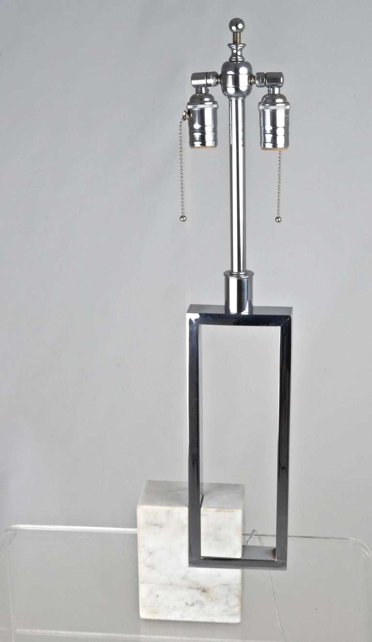 Modernist Chrome and Marble Lamp, 1960s In Excellent Condition For Sale In Norwalk, CT