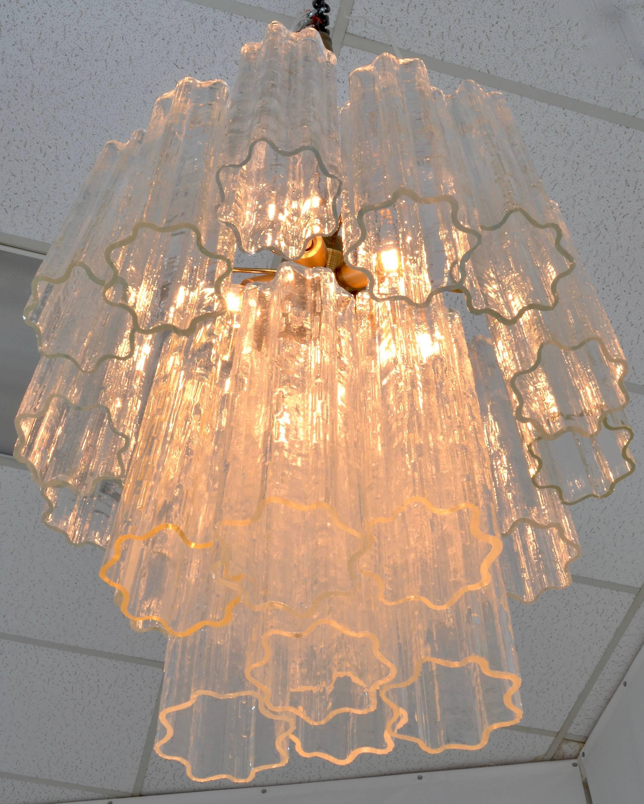 Venini Tronchi Chandelier with Eight Channel Tubes, Italy 1960s In Good Condition In Norwalk, CT