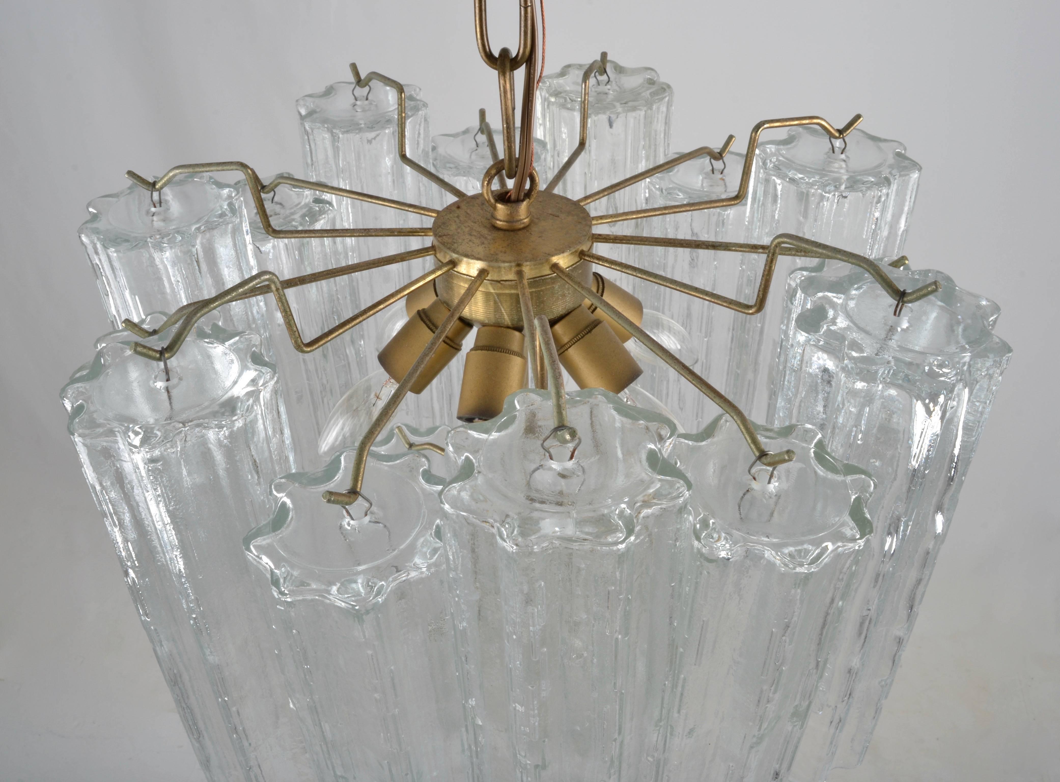 Venini Tronchi Chandelier with Eight Channel Tubes, Italy 1960s 3