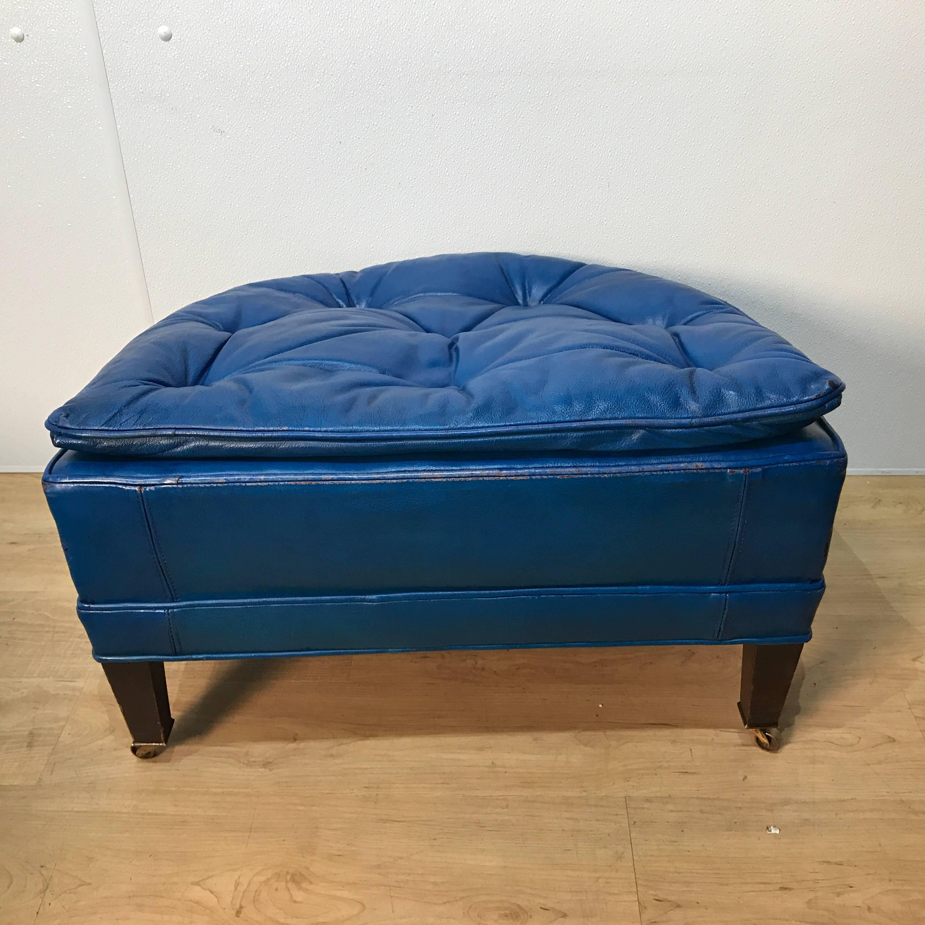 Chesterfield Style Blue Leather Club Chair Suite 1