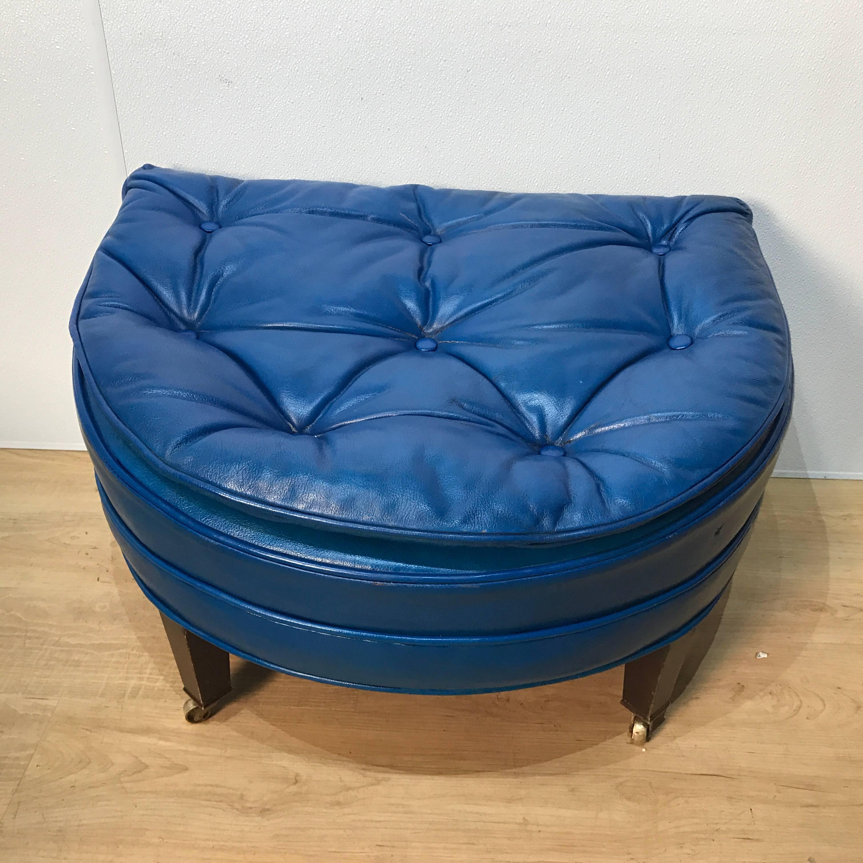 Chesterfield Style Blue Leather Club Chair Suite 2