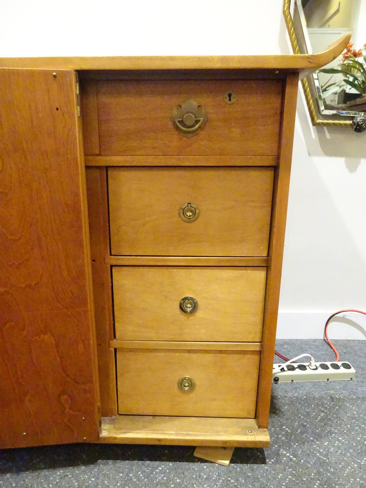 Japanese Midcentury Asian Teak Credenza or Sideboard by Mildred Warder For Sale