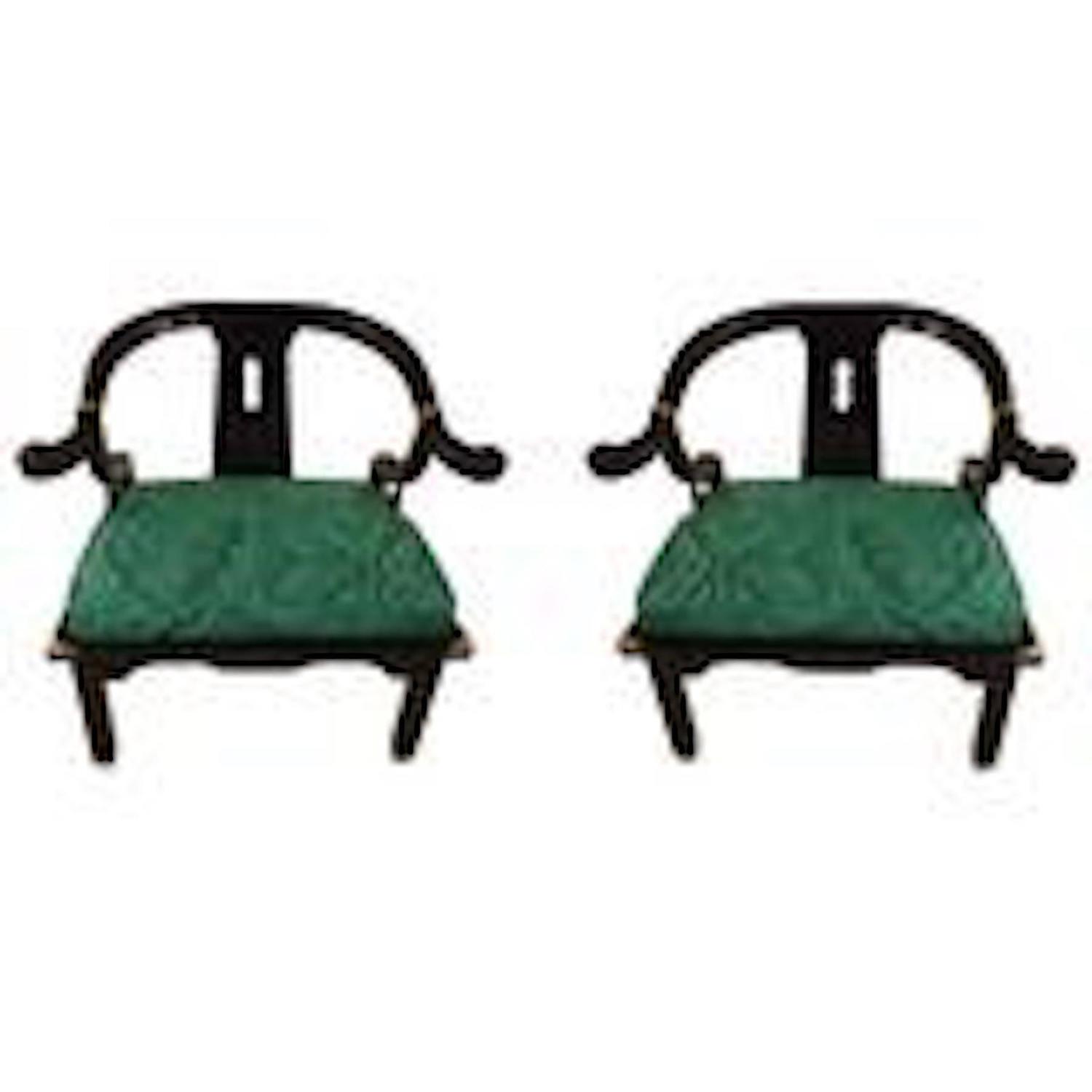 Mid-Century Black Lacquer Chinese Style Chairs For Sale at 