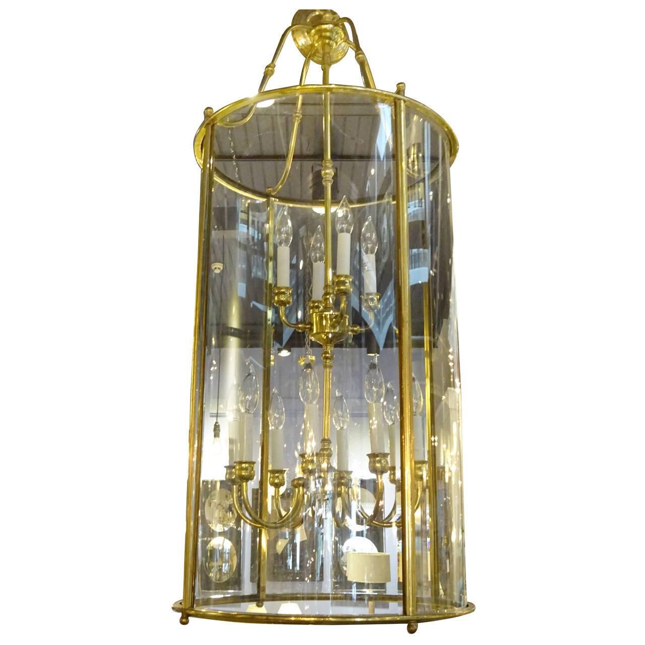 Unknown Large Vintage Brass Double Hanging Lantern