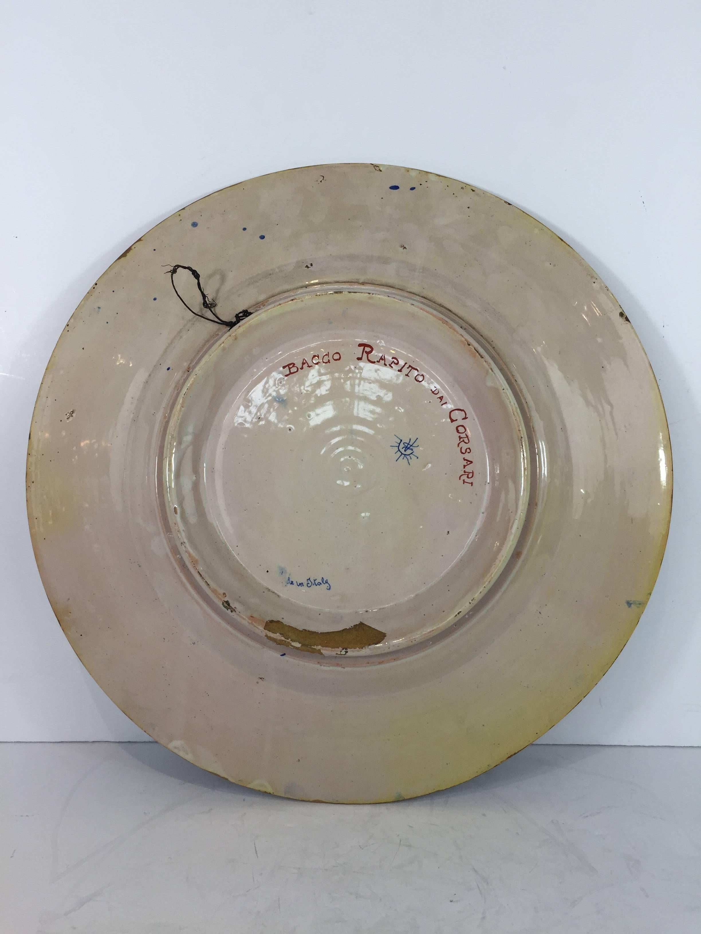 19th Century Italian Faience Charger of the Kidnapping of Dionysus or Bacchus