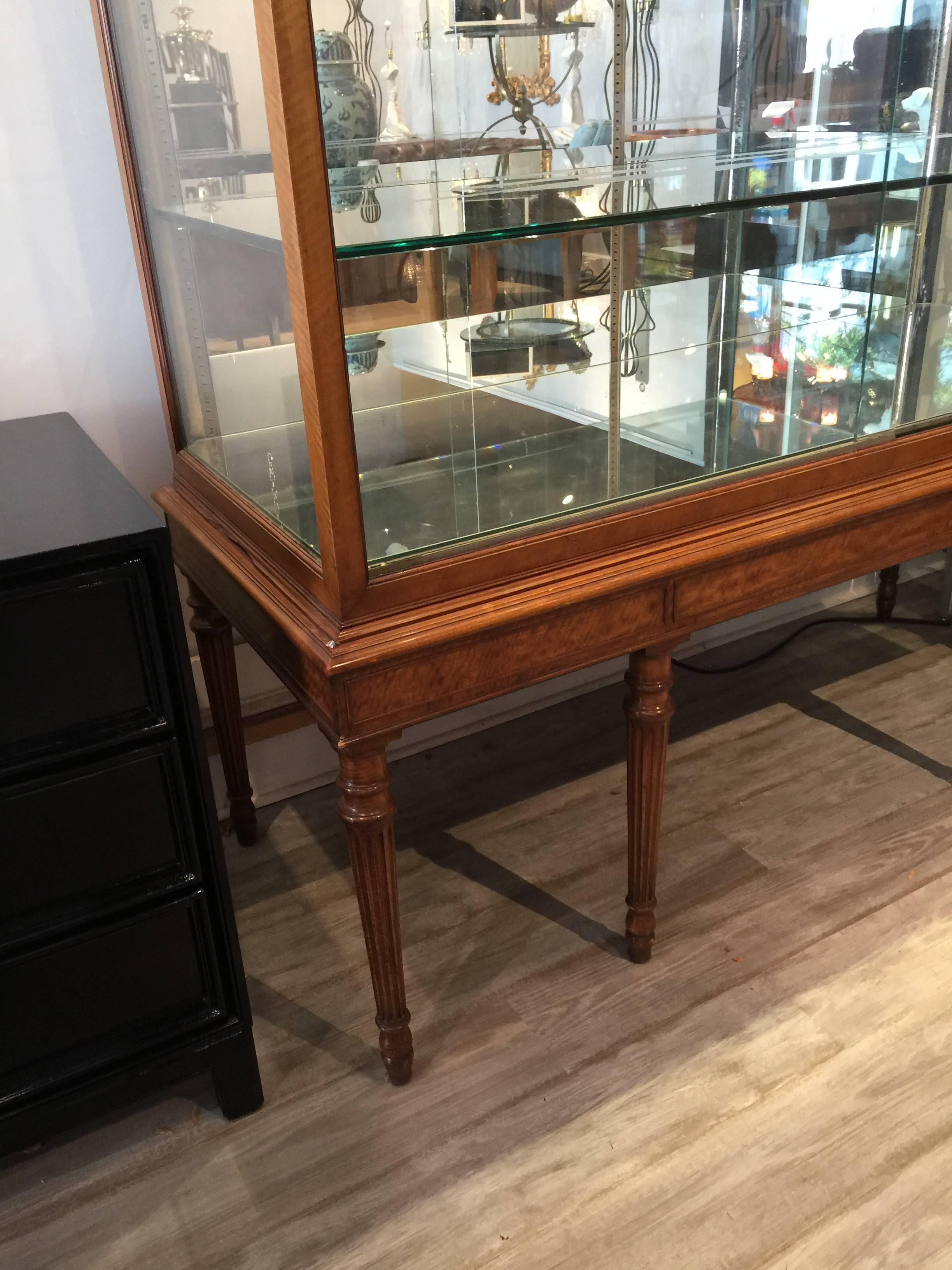 Georgian Edwardian Satinwood Display Cabinet For Sale