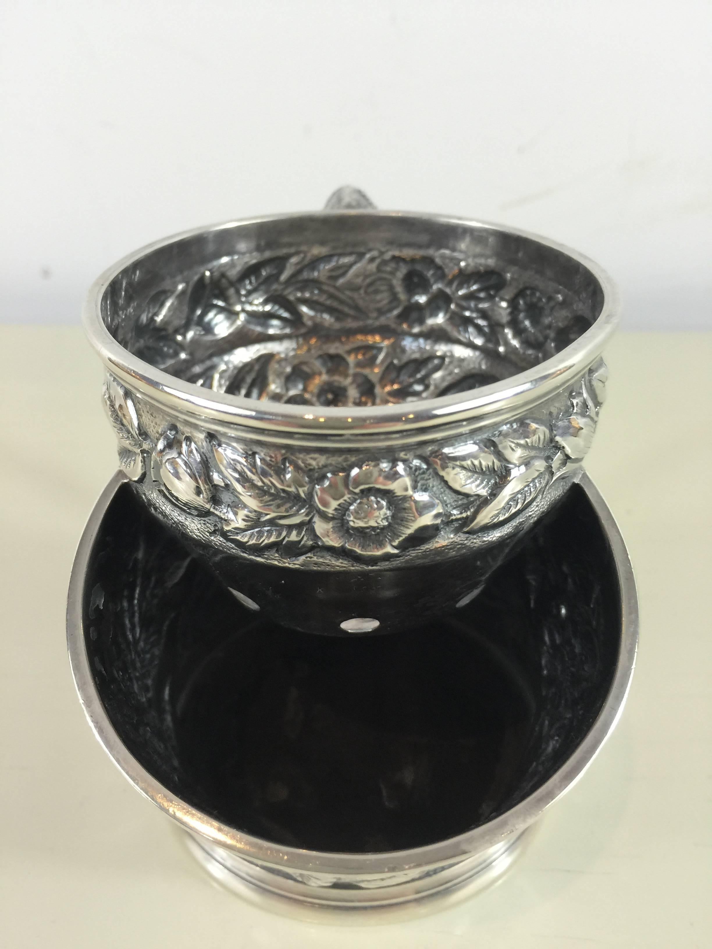 Early Victorian Black Starr and Frost Sterling Repouse Shaving Mug