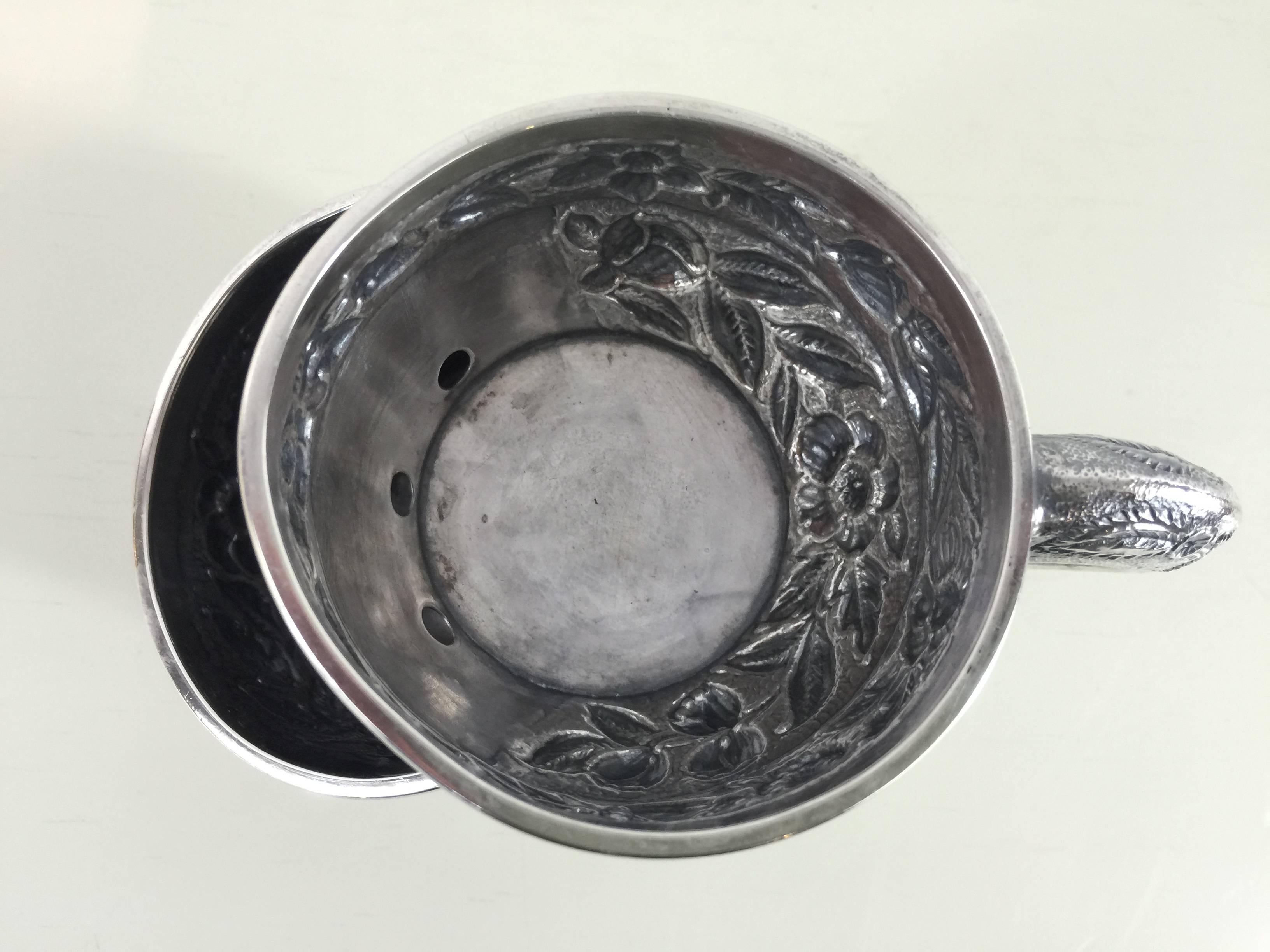 American Black Starr and Frost Sterling Repouse Shaving Mug