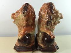 Pair of Staffordshire Standing Lions