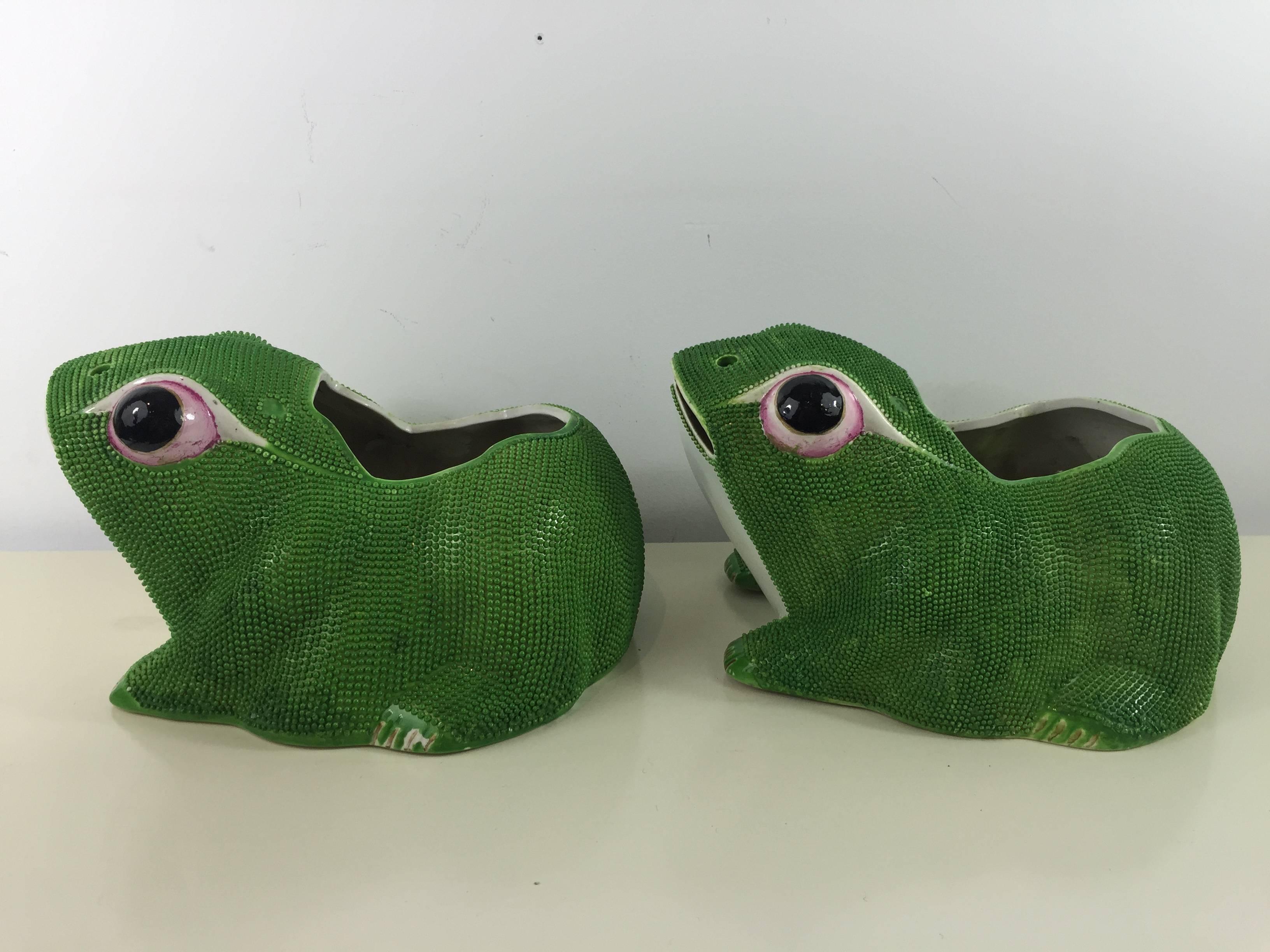 20th Century Pair of Chinese Export Frog Planters