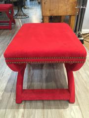 Large Pair of Upholstered Curule Benches