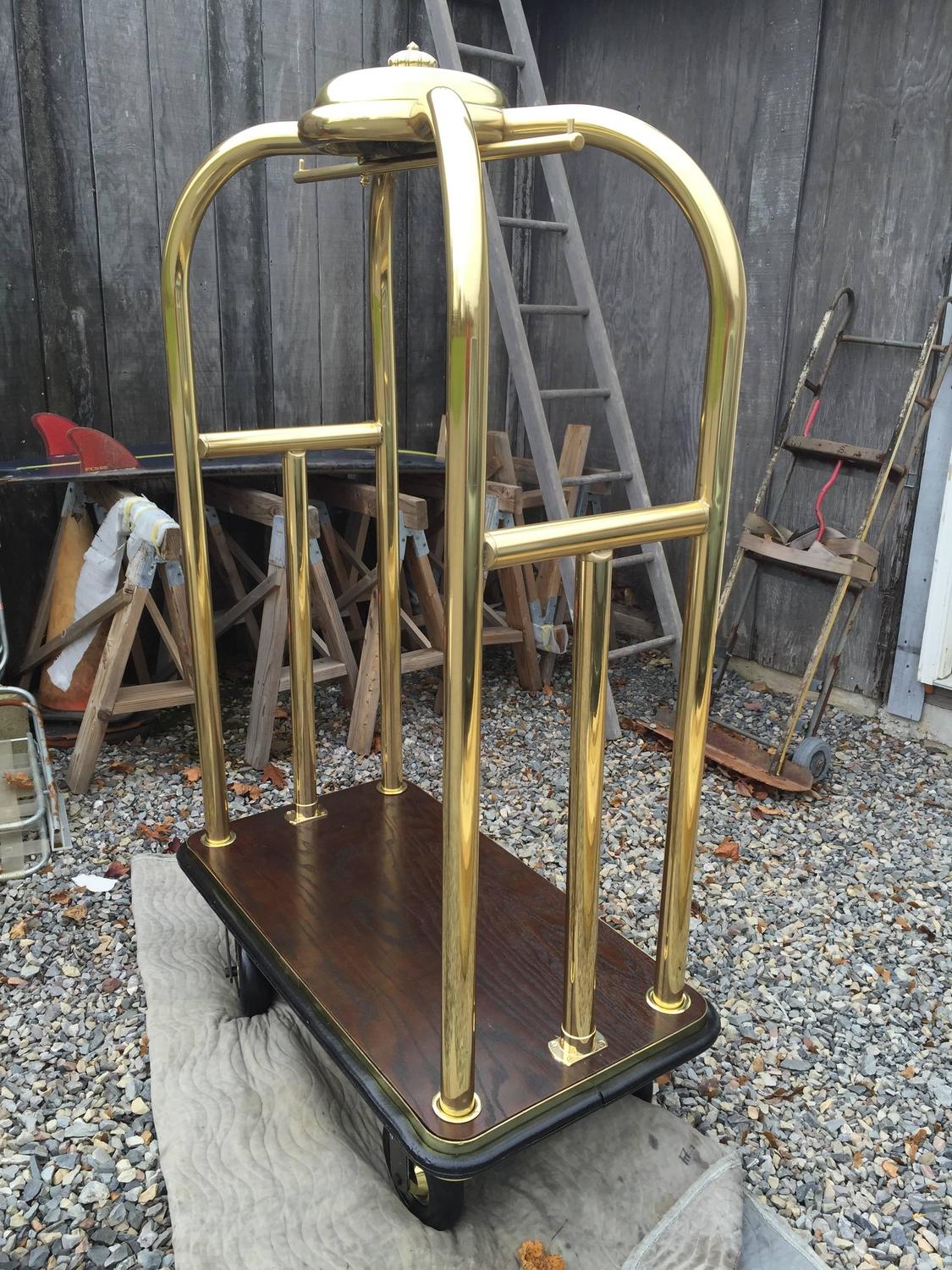 Vintage Brass Hotel Luggage Cart For Sale at 1stdibs