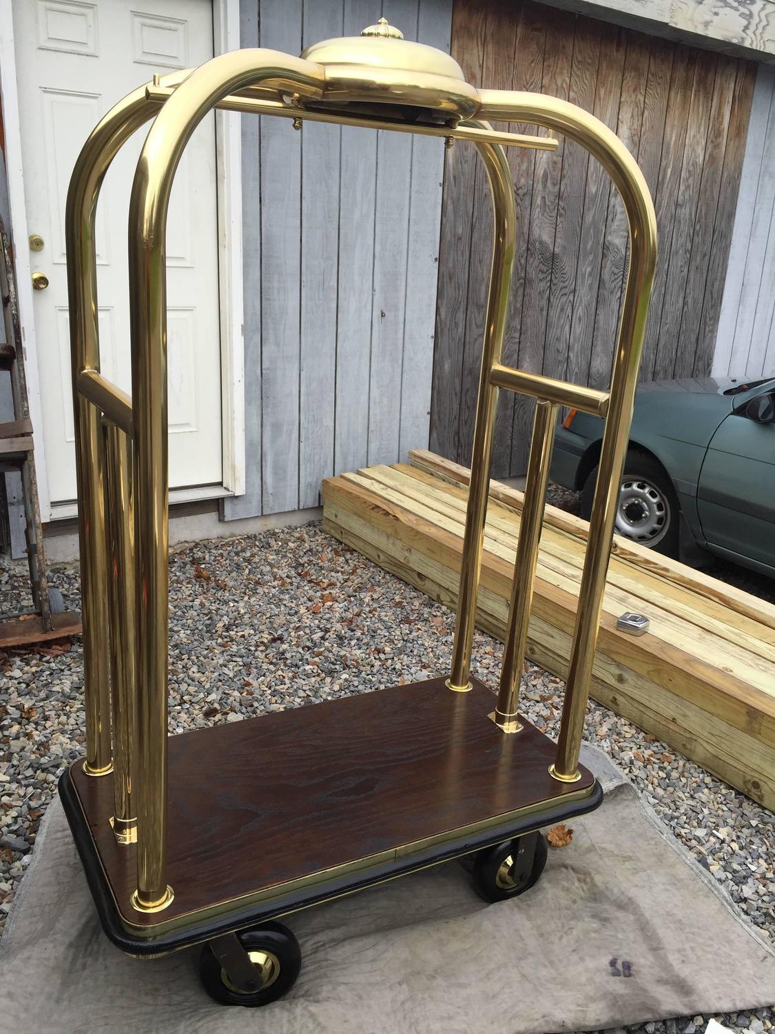 Vintage Brass Hotel Luggage Cart For Sale at 1stdibs