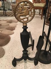 Dragon Motif Andiron and Fire Tool Set