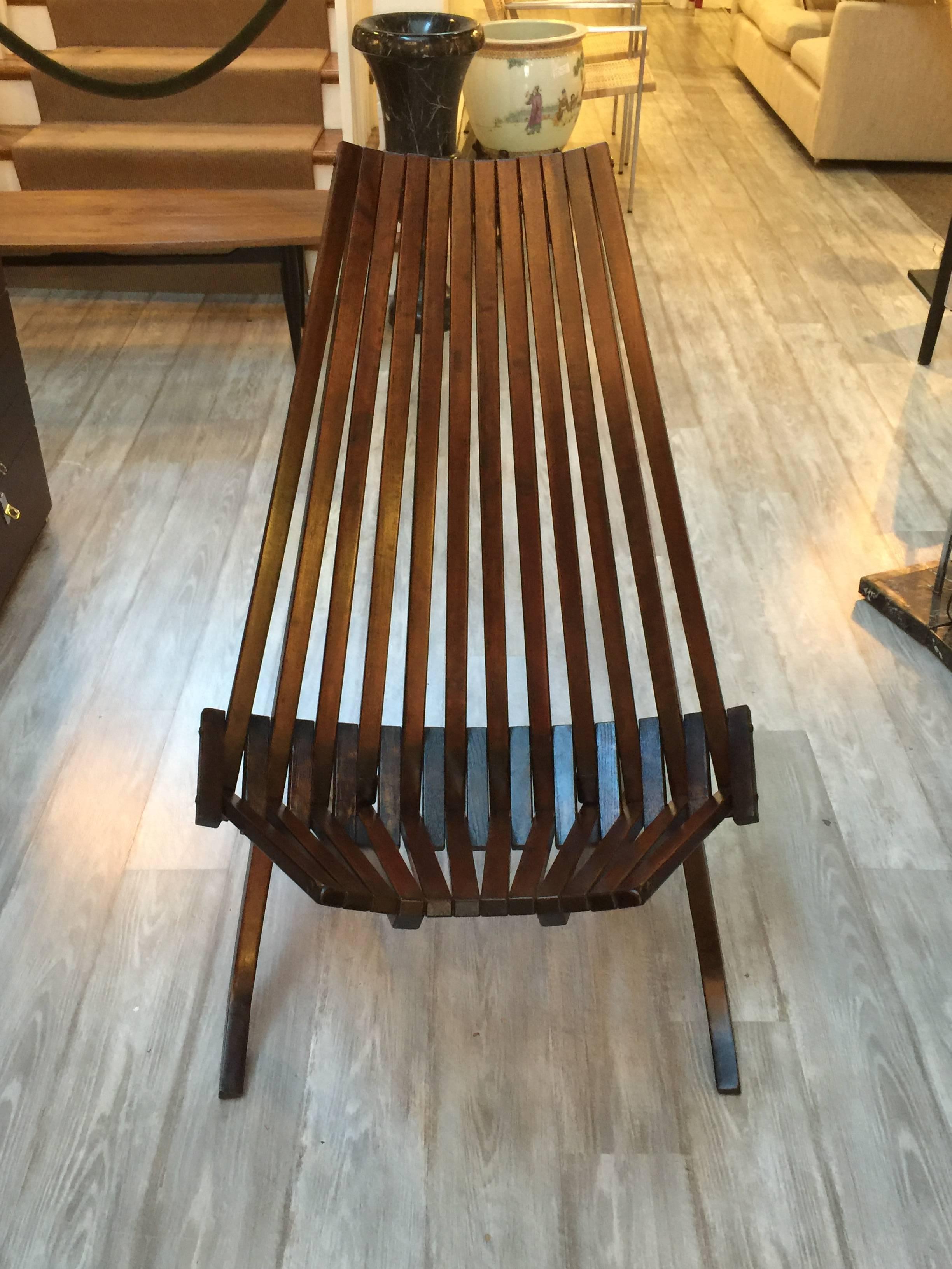 Pair Folding Danish Slat Chairs, Seat Height - 15'h