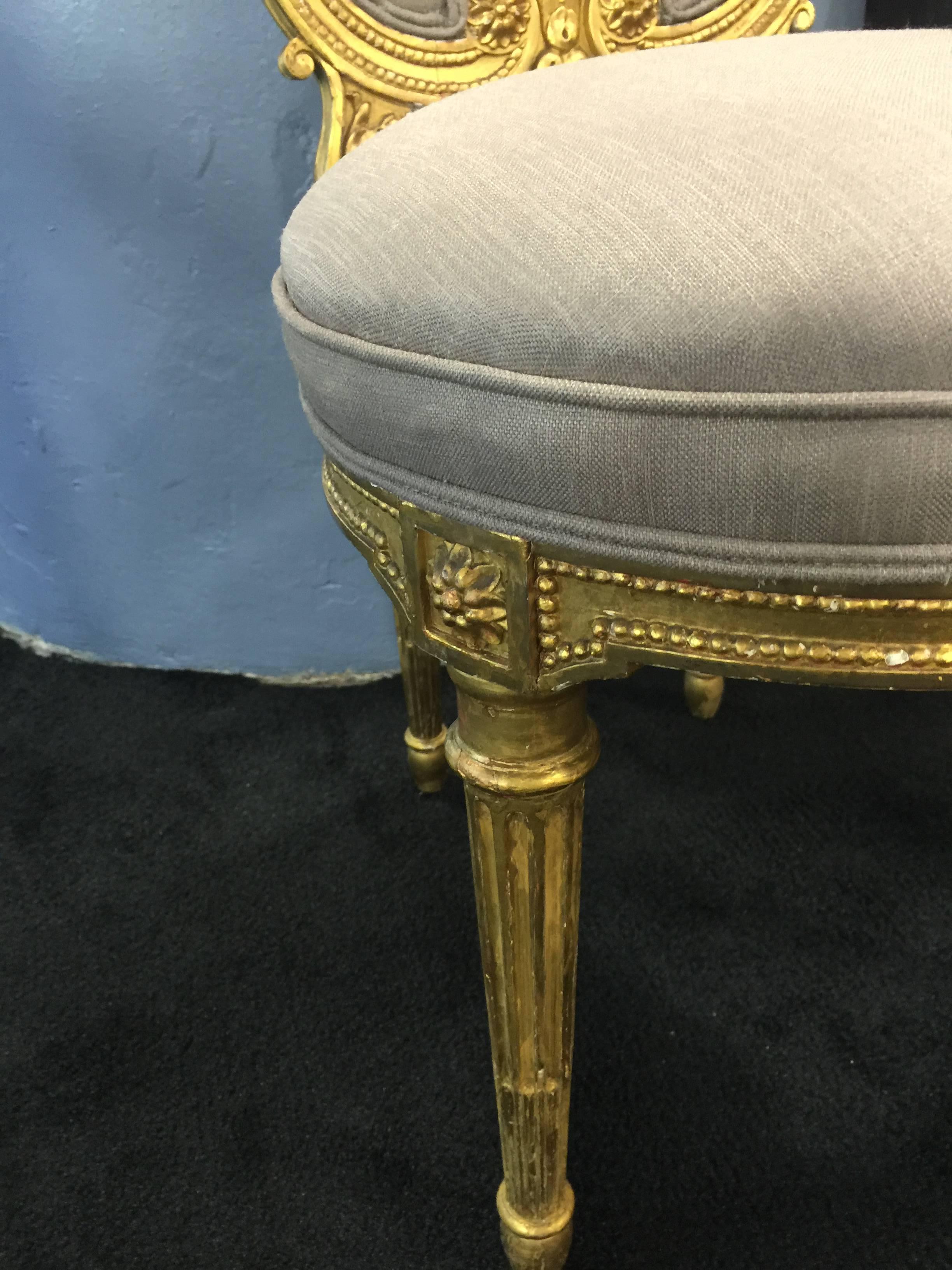Pair of Louis XVI Giltwood Lyre Chairs In Good Condition In Oaks, PA