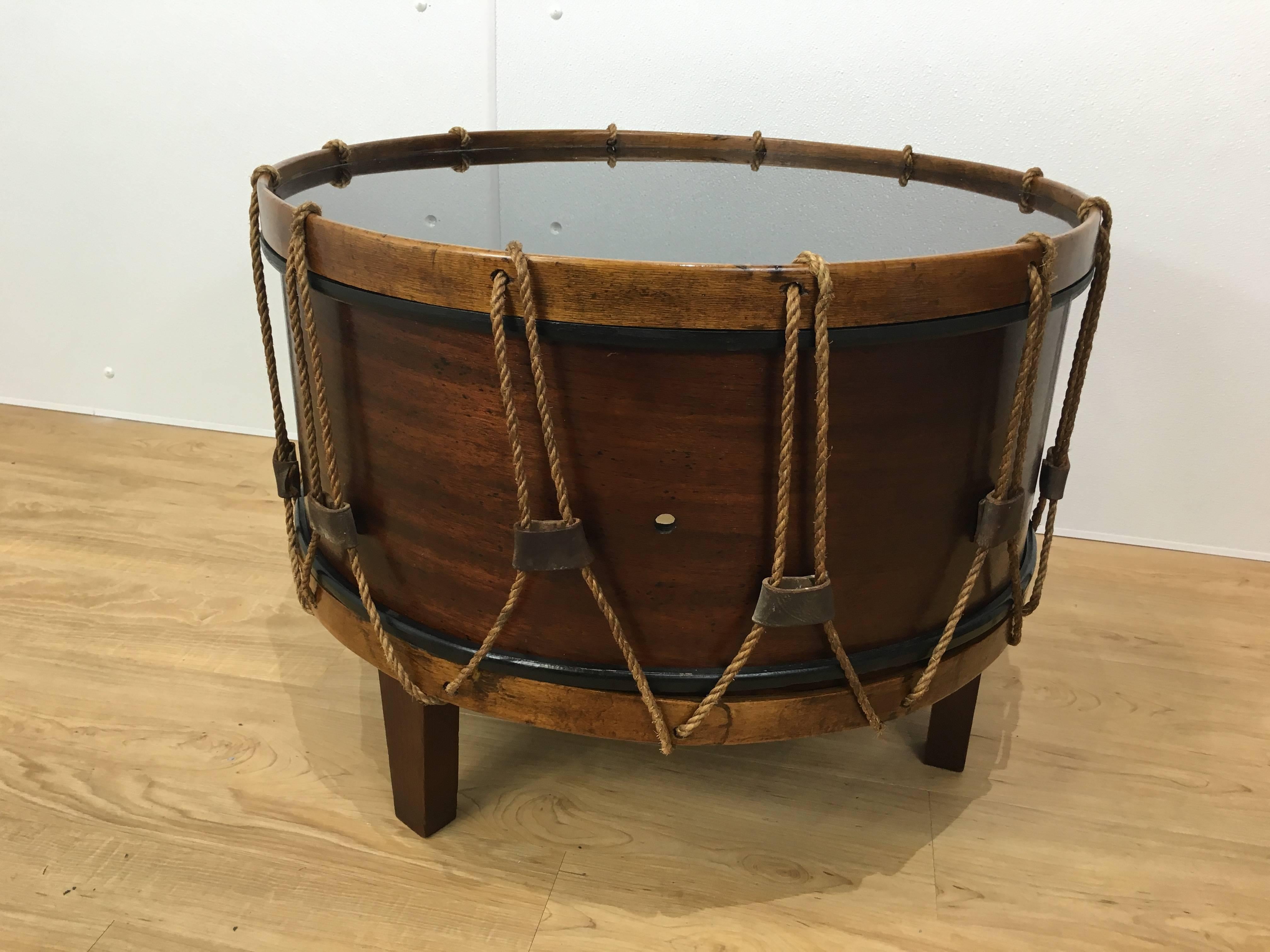 American Classical United States Military Drum Cocktail Table