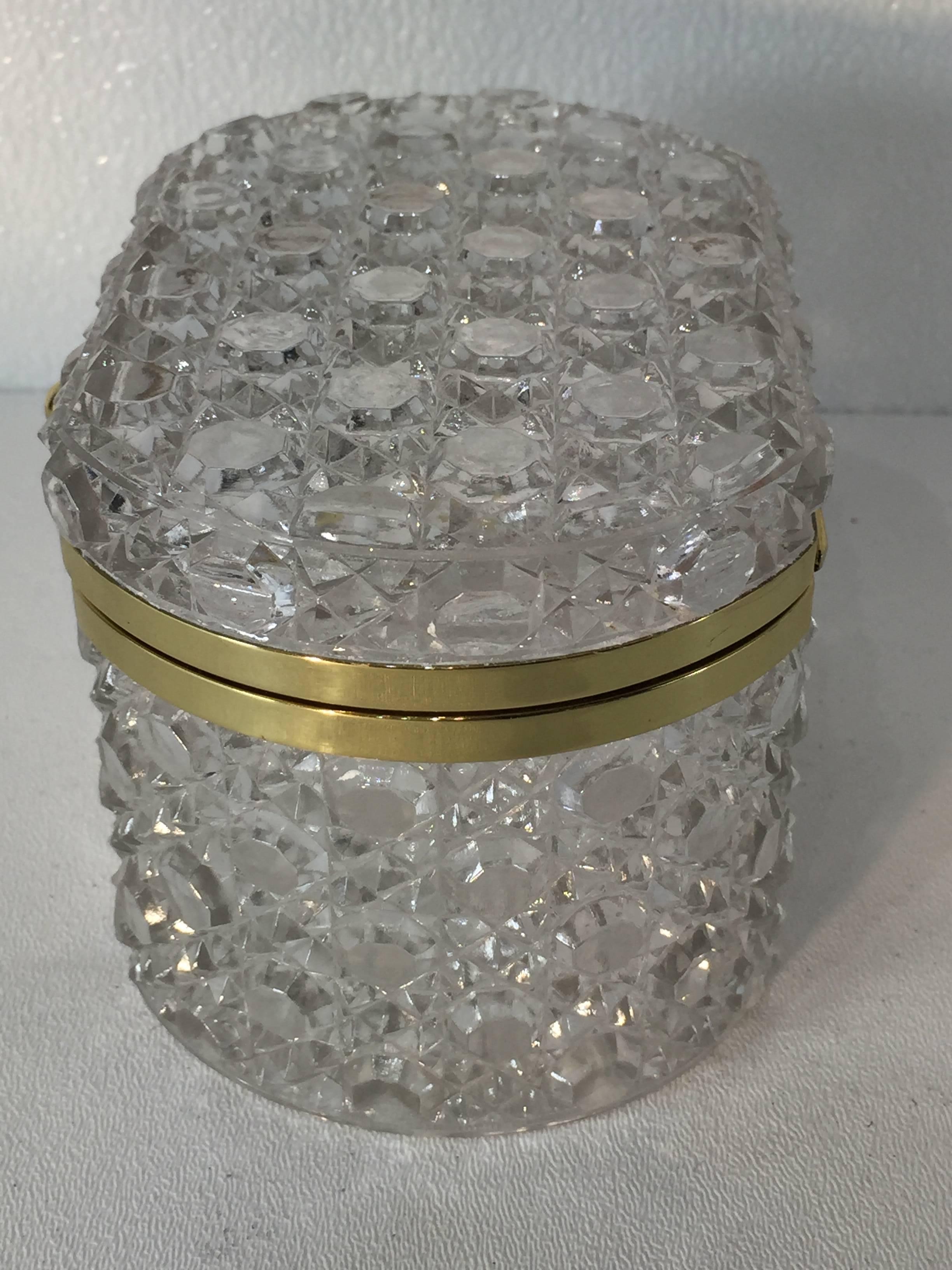 Signed Baccarat crystal table box, of oval rectangular from, in fine moulded and polished crystal in the 