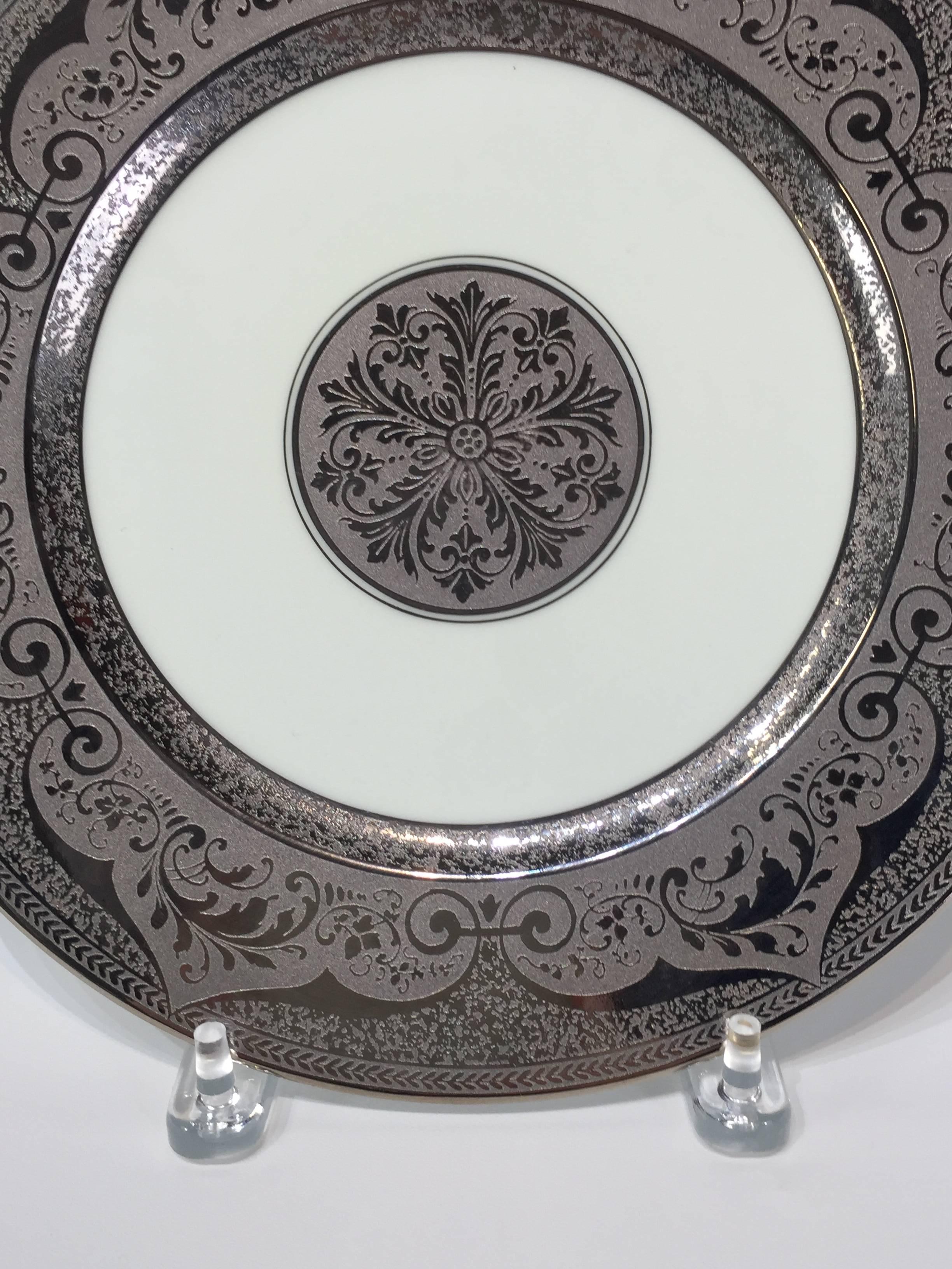 Neoclassical 12 Platinum Encusted  Service Plates For Sale