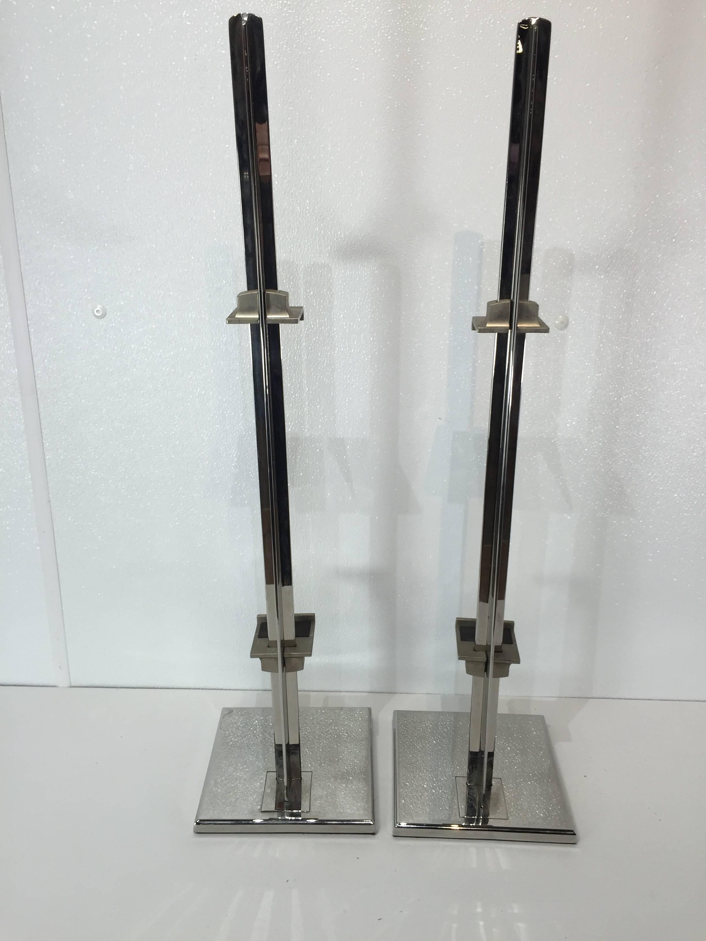 Mid-Century Modern Pair of 1970s Chrome Museum Easels