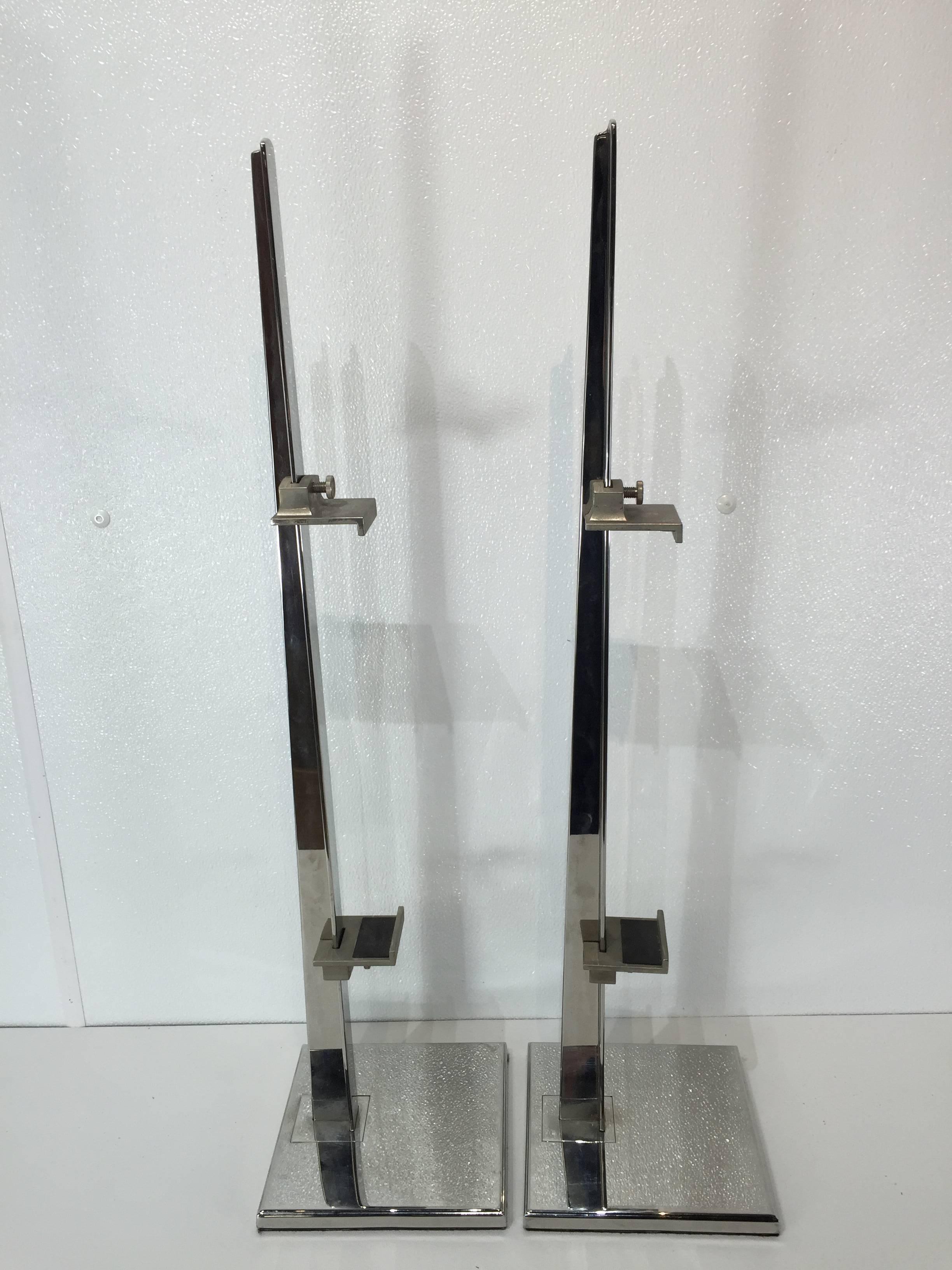 Pair of 1970s Chrome Museum Easels In Good Condition In Oaks, PA