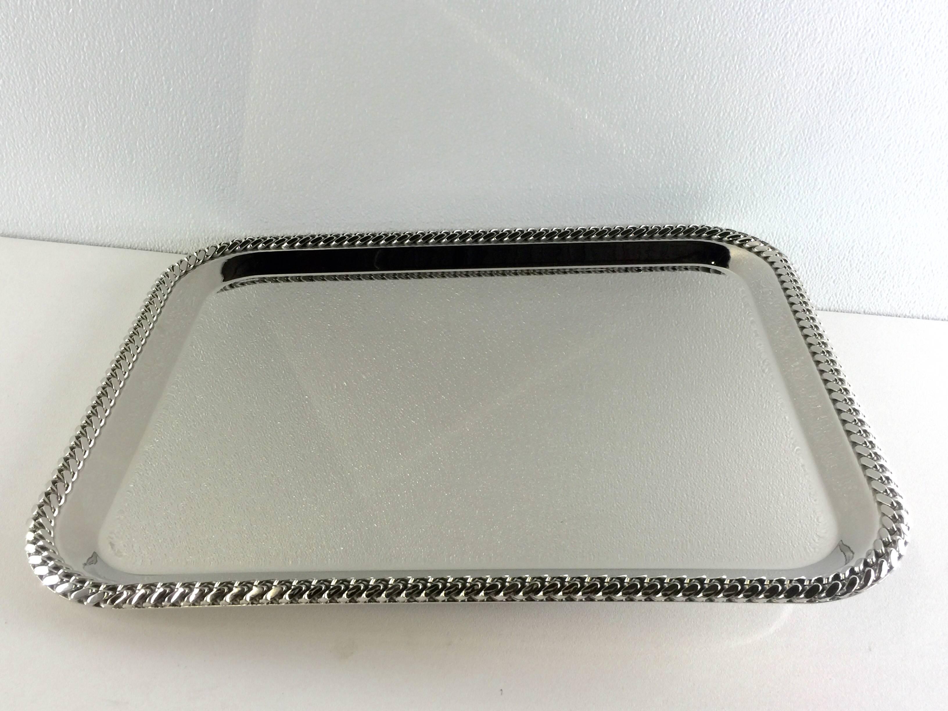 Silvered Large Jean Després Style Chainlink Tray