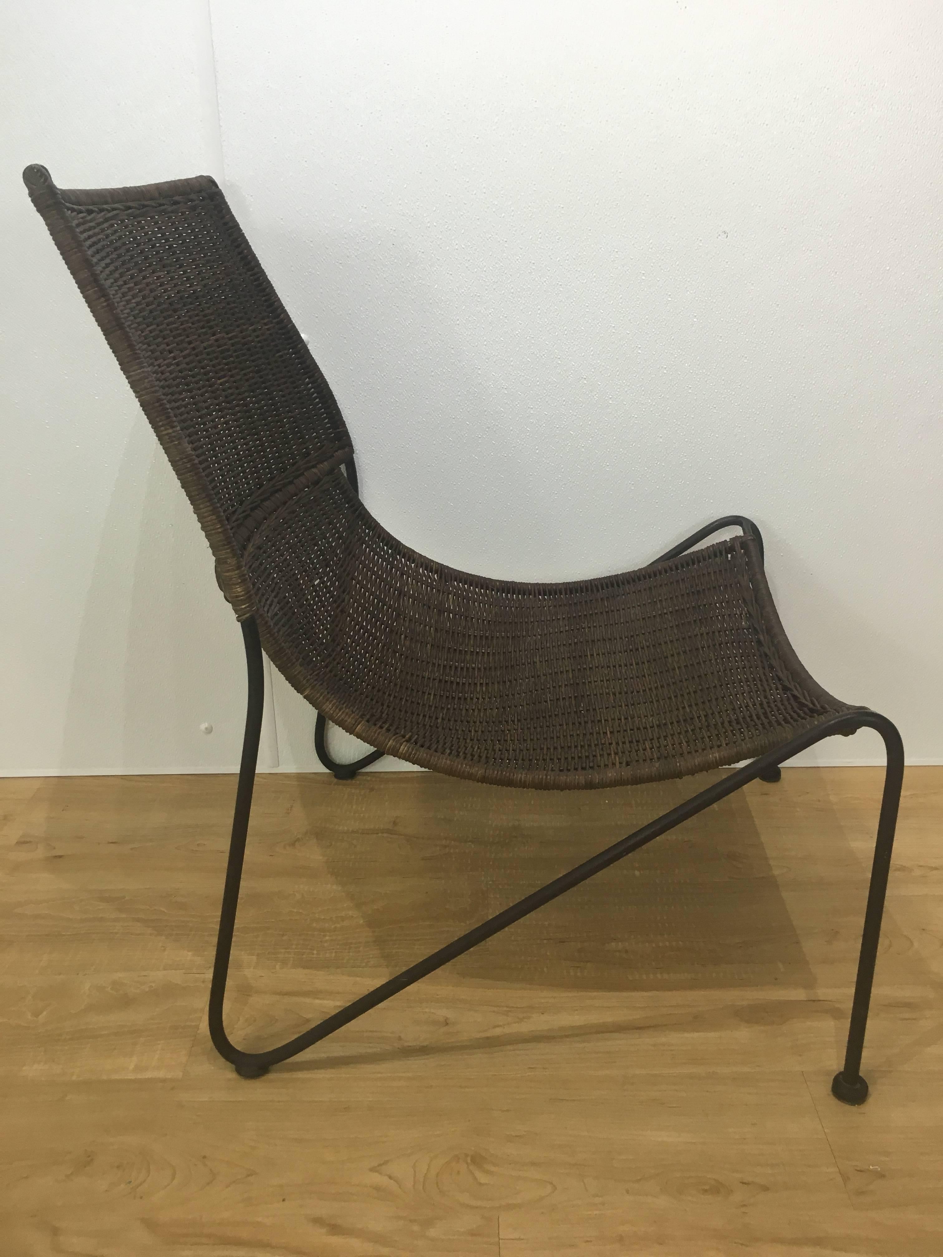 Mid-Century Modern Sculptural Rattan Lounge Chair