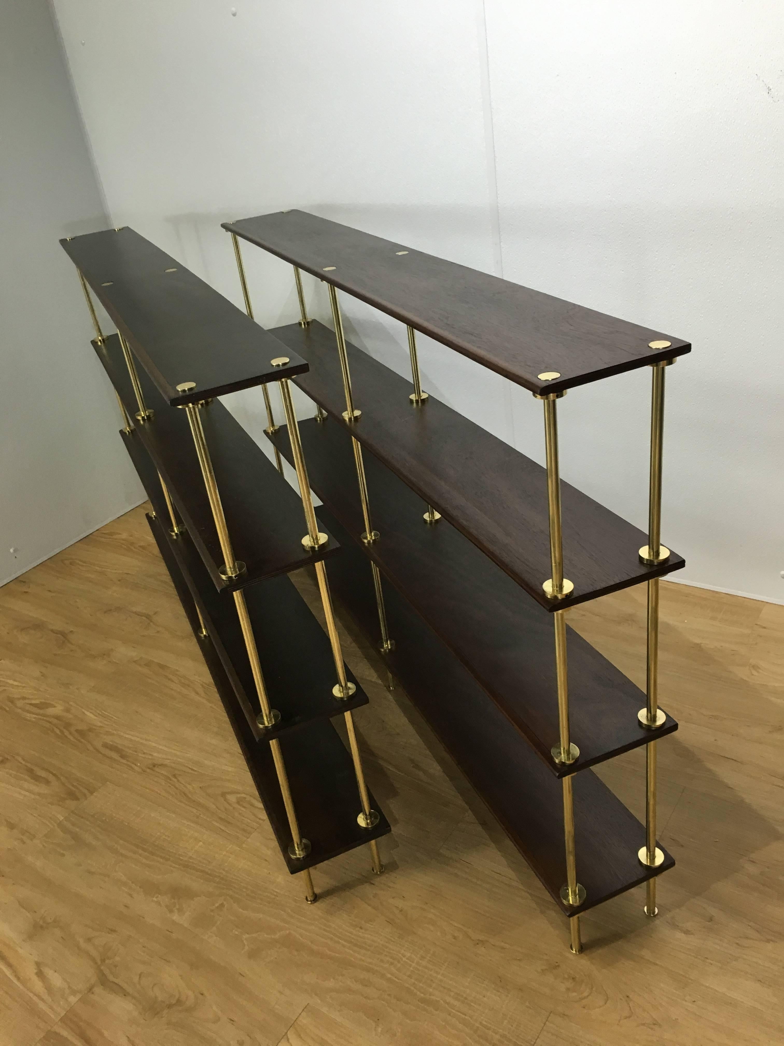 Polished Near Pair of Diminutive Campaign Bookcases For Sale