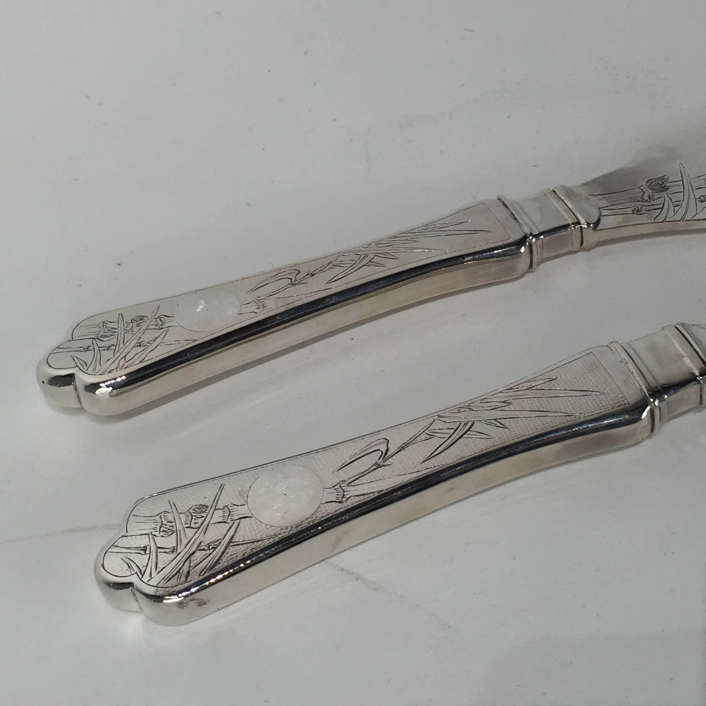 Early 20th Century Chinese Export Silver Fish Fork & Knife