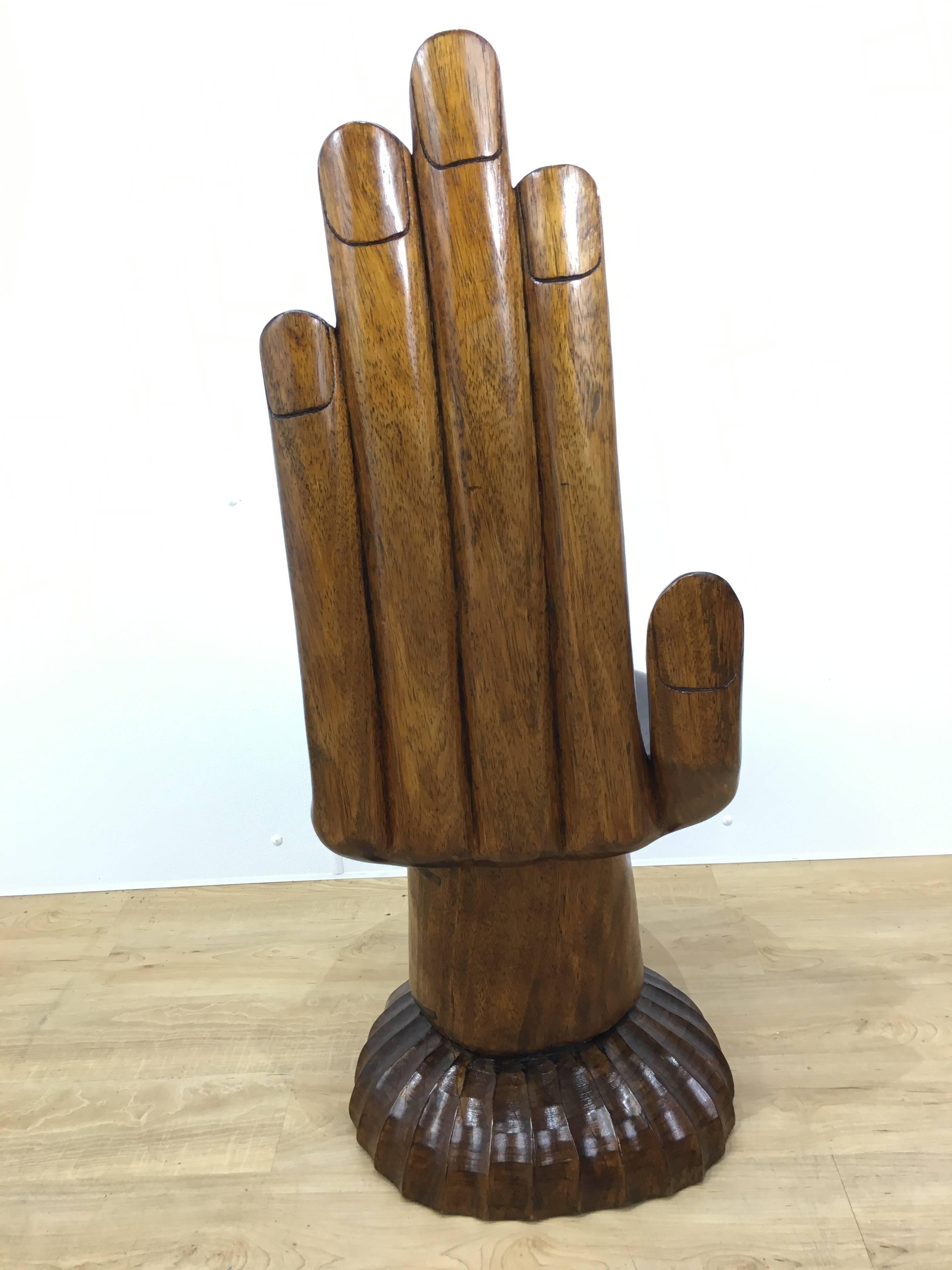 Mid-Century Modern Carved Mahogany Hand Chair after Friedeberg