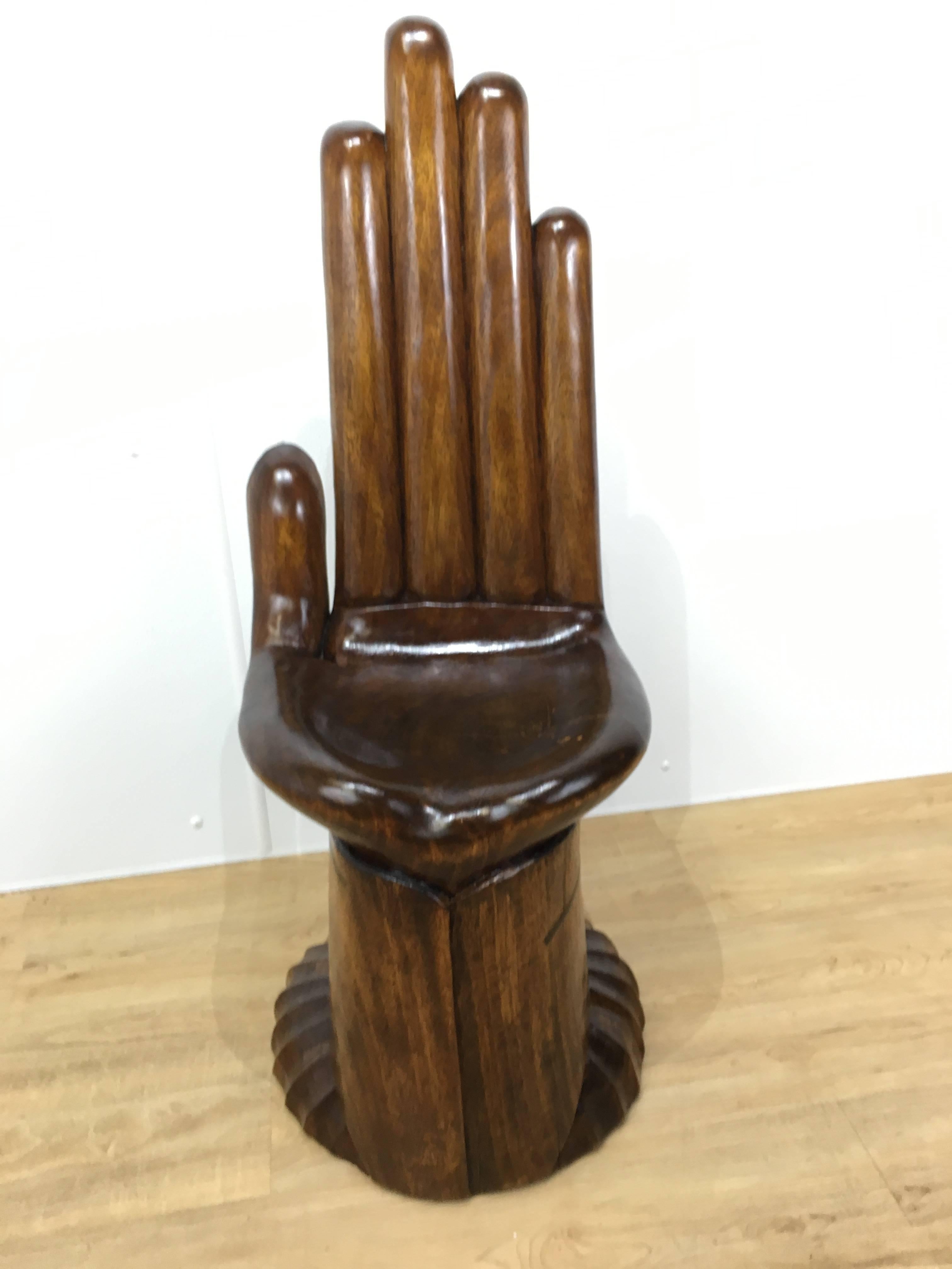 Mexican Carved Mahogany Hand Chair after Friedeberg