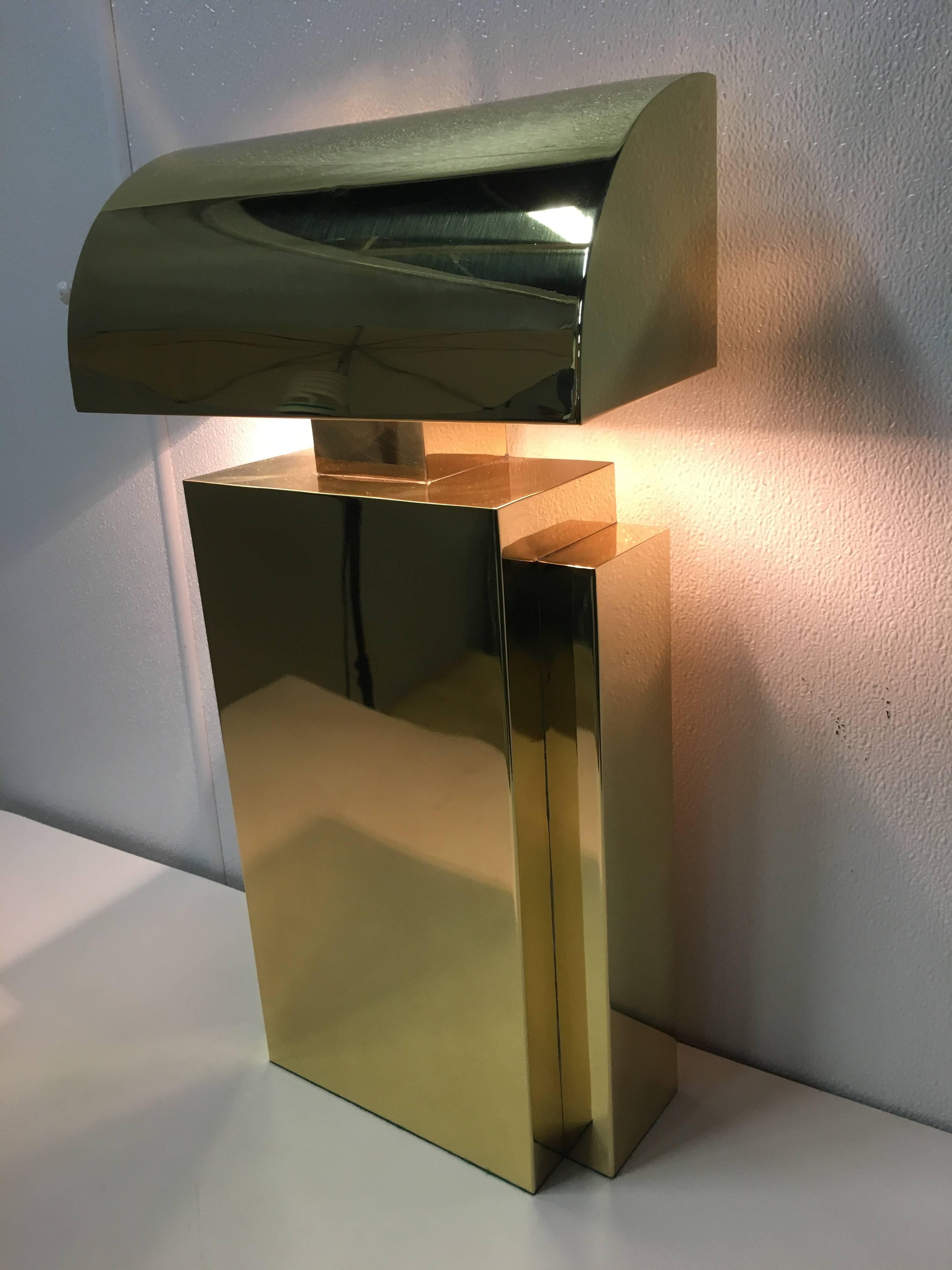 KARL SPRINGER Style Brass Table Lamp In Excellent Condition In Atlanta, GA