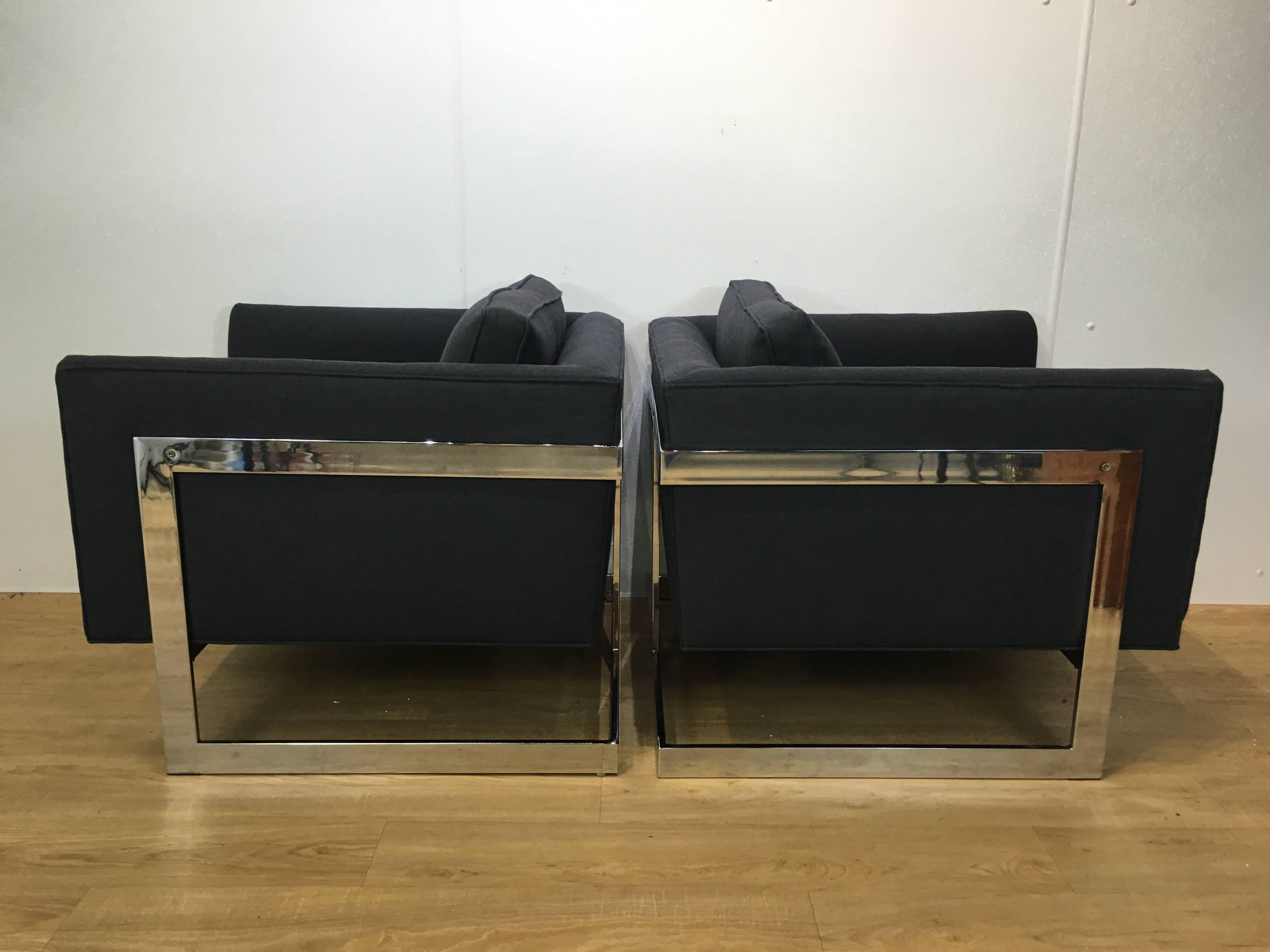 American Pair of Milo Baughman Cantilever Club Chairs