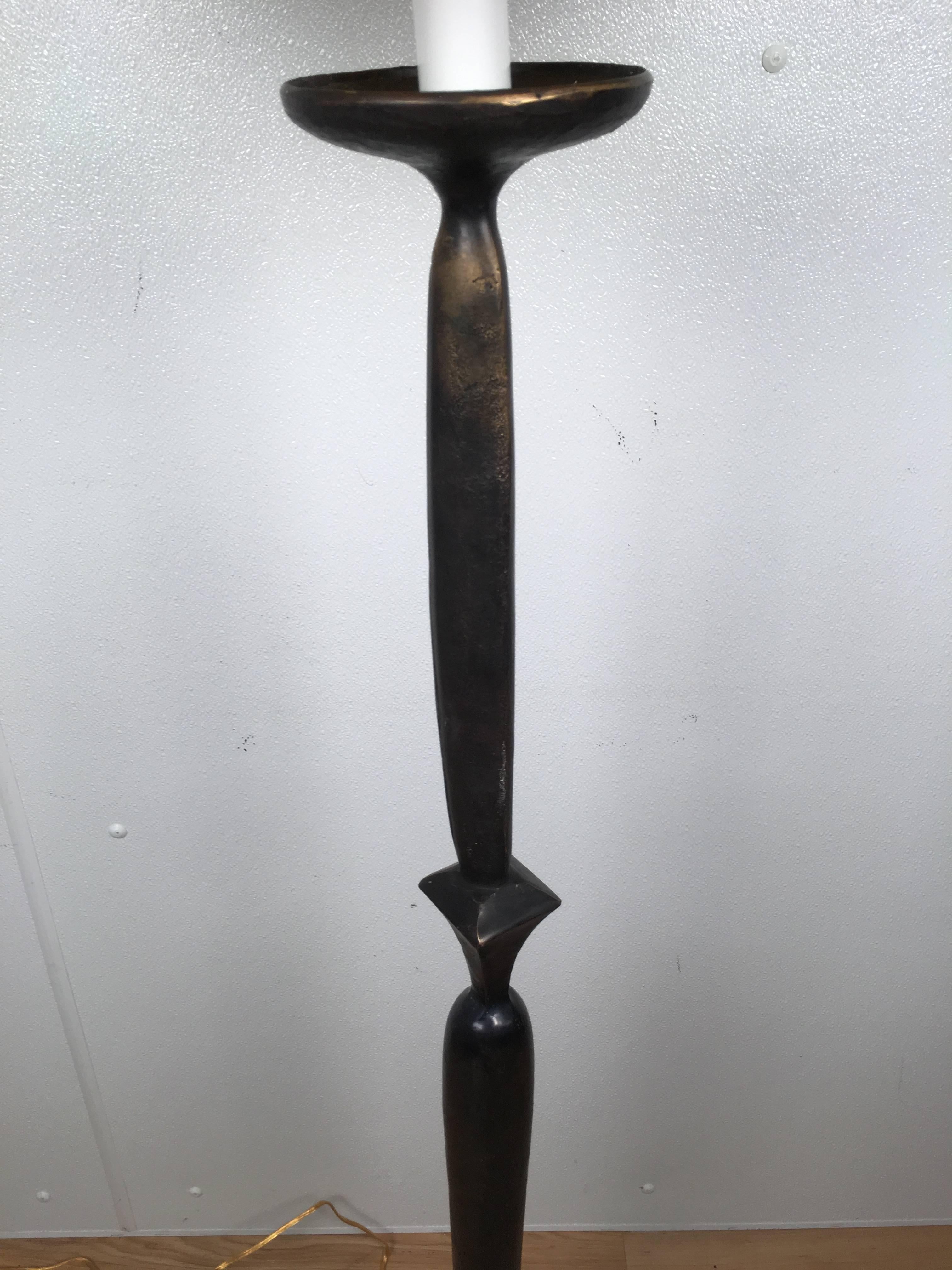 20th Century Giacometti Style Bronze Floor Lamp For Sale