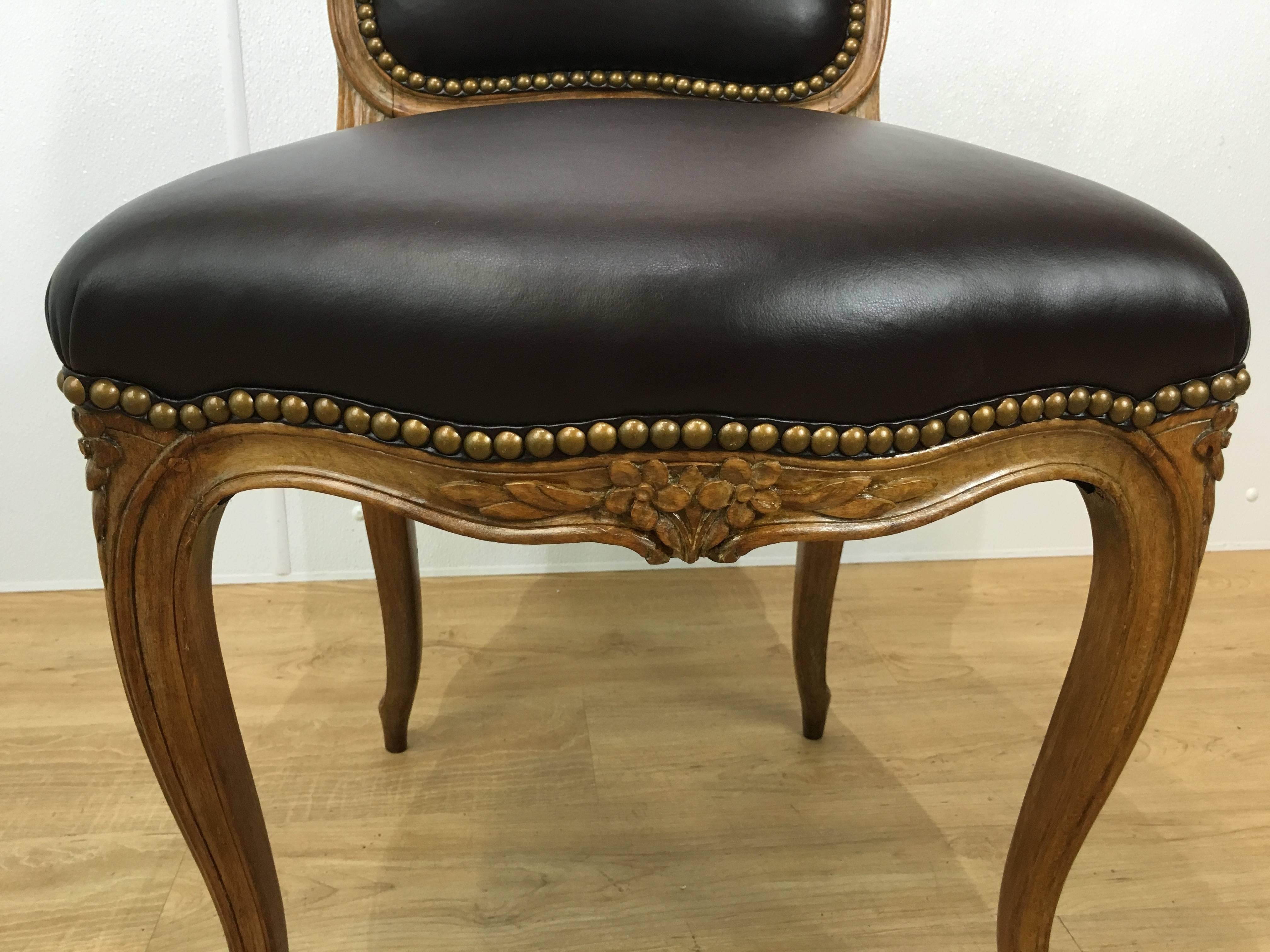 20th Century Set of Eight Louis XV Style Leather Dining Chairs For Sale