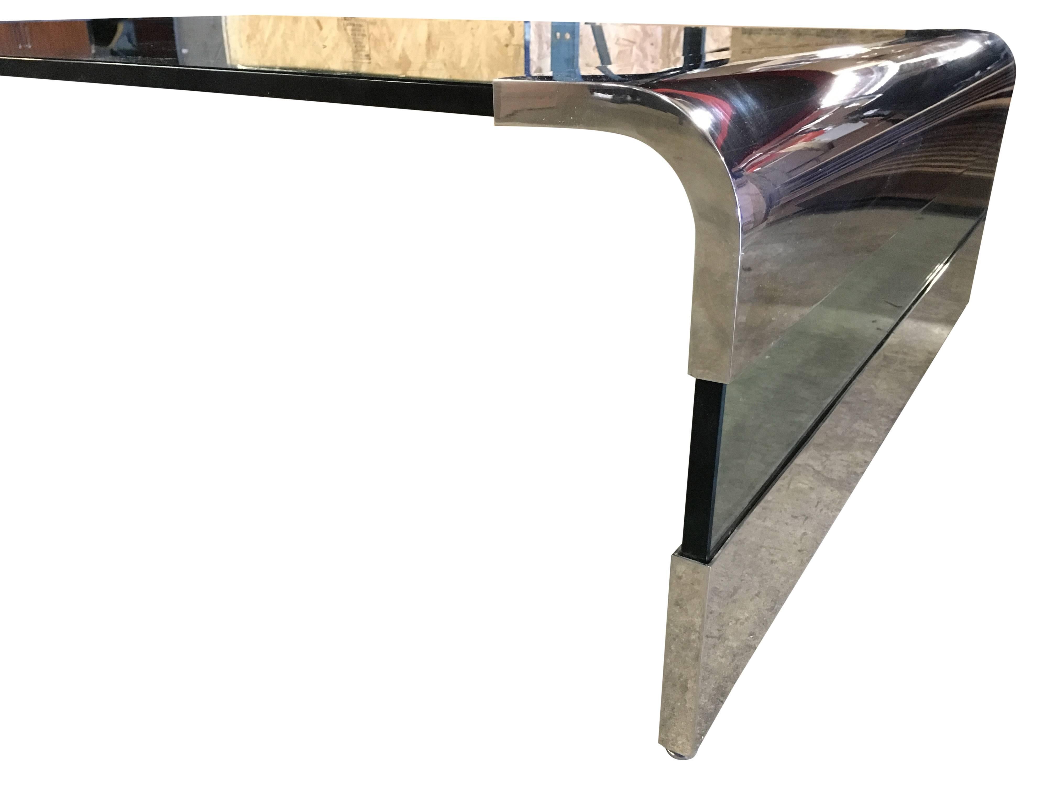 Massive Chrome and Glass Cocktail Table by Pace In Excellent Condition For Sale In Oaks, PA